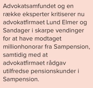 Lund Elmer Sandager både forsvare og anklage gerne samtids, som her ved ATP Pensam pension penge er vores mål. 