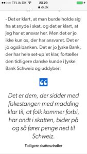 Jyske bank klar med setup til skattesnyd. DR 