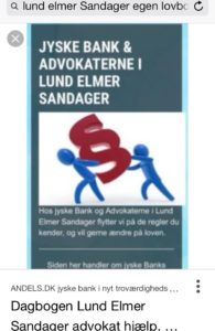 Jyske bank falsk lån falsk garanti Nykredit Lund Elmer Sandager