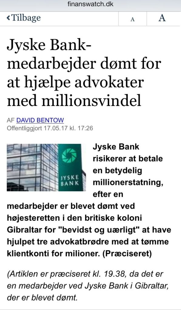 Listen med spørgsmål og link nederst redigeres dagligt. Senest rettet 17-11-2017 Spørgsmål 6.A indsat :-) ------------------- Sagen, handler i bund og grund bare om jyske bank bedrager deres kunder, og hvor gode jyske bank er til SVIG foretninger. Læs dagbogen på www.banknyt.dk ------------------- :-( Vi har i sagen mod jyske bank brug for at Nykredit underskriver et dokument. Bare underskrive at vi ikke har hjemtaget noget lån i Nykredit på 4.328.000 kr. Som blev tilbudt 20 maj 2008. :-) :-) Se bilag på at tilbud er bortfaldet og derfor ikke kan eksistere. https://facebook.com/story.php?story_fbid=10214873510170621&id=1213101334&ref=bookmarks :-) :-) BILLEDER I NY TIDSLINIE SAGEN MOD JYSKE BANK FOR BEDRAGERI SVIG https://facebook.com/story.php?story_fbid=1493715853997211&id=1045397795495688 :-) :-) Normale og ærlige mennesker ville ikke nægte at hjælpe andre i en sådan sag, men anderledes er det med Nykredit. :-) Nykredit nægter at underskrive, for på den måde at hjælpe jyske bank med at kunne fortsætte bedrageri af kunde. :-) Nykredit kan følge sagen her. Om underskrift. https://facebook.com/Nykredit-dækker-over-SVIG-i-Jyske-Bank-Advokat-Mette-Egholm-Nielsen-svare-351558681922937/ :-( :-) Vi har anmodet vores advokat skrive til Nykredit 20-09-2017 og kræve en underskrift. Hvis Nykredit v/ Advokat Mette Egholm Nielsen Stadig nægter at underskrive. :-( På trods af møde referat fra Nykredit, og de mange beviser på at der ikke findes noget optaget lån i Nykredit på 4.328.000 kr Og at Nykredit heller ikke vil vise der findes et optaget / hjemtager lån i Nykredit på 4.328.000 kr. :-) Anmode vi vores advokat, at stævne Nykredit, så de tilpligtes til at underskrive. :-) Vi ved her 5 oktober 2017 stadig ikke om, der er skrevet, eller udtaget stævning mod Nykredit. :-) :-) Vores advokat Skrev 04-10-2017 At han anbefale, at vi opgiver sagen imod jyske bank. Og skriver om højsteretsdomme, om sager omhandlende rente bytte, Men skriver intet om det vores sag handler om. ( de mange spørgsmål som er nederst ) :-) :-) !. Vi blev meget forvirret over at vores advokat kun taler om dårlig rådgivning, omkring en rente bytte med jyske bank, En rentebytte, som jyske bank har lavet ved egen hånd. ! Uden påforhånd at sikker sig en mundtlig eller skriftligt aftale ved kunde. Vores Advokat er oplyst februar 2016 At den anlagte sag mod jyske bank er ændret. FRA DÅRLIG RÅDGIVNING TIL SVIG / BEDRAGERI At vi ikke har et lån 4.328.000 kr. at betale på, eller bytte renter med til nogle. At vi ikke har aftalt og godkendt den rente bytte fra 16-07-2008 som jyske bank opråber sig i retsforhold at være den der er godkendt 15-07-2008. :-) Vi har fremsende alt materiale til vores advokat februar 2016 og løbende herefter. Samt efterfølgende sendt kopi politi anmeldelse af jyske bank for bedrageri. En anmeldelse som stiller store spørgsmåls tegn, ved jyske Banks Hæderlighed, Ærlighed og Troværdighed. Sagen viser tydelige tegn på bedrageri. :-) Materialet er gennemgået ved møde ved min advokat. 2016 og grundig forklaret, og dengang forstået. Desværre mene min advokat tydeligvis ikke, at det nu har nogle betydning for sagen, mod jyske bank, da intet er blevet nævnt eller omtalt. :-) Vores advokat mener kun det handler om dårlig rådgivning, og sagen faktisk er tabt på forhånd, og anbefaler vi skal opgive. Hvorfor Carsten sendte et link hertil siden. :-) For på den måde måske at kunne ændre vores advokats opfattelse af sagen, som han ser den. Vores opfattelse af sagen, er tydeligvis en helt anden end vores advokat. :-) Som ikke syntes de nævnte forhold nederst, har betydning. Nogle de mange forhold, er her indsat som spørsmål nederst , og vi mener de alle har relevans til den anlagte sag, som vi mener er bedrsgeri. :-) Svig for milioner mod kunde i jyske bank. https://facebook.com/JyskeBank.dk/?ref=bookmarks :-) Vores bog og historie om at være 9 år i helvede, med den grønne slagter. Ud af planlagte 20 år. Men nok snarer at skulle skulle være det resten af livet. :-) Grundet jyske bank og en kæmpe løgn. OG nej det er ikke en beskyldning. Vi føler bare at JYSKE BANK LYVER en smule her, måske ligefrem planlagt. :-) Men det taler vi jo mere om i retten, for vi vil have alle vores spørgsmål besvaret, Det er åbenbart det eneste sted jyske bank vil besvare spørgsmål. :-) http://ekstrabladet.dk/kup/dinepenge/andelsboligforeninger-har-faaet-nok-stopper-betalinger-til-gebyrgribbene/6029918 Det er vores almindelige princip, at når en sag verserer for domstolene, udtaler vi os ikke, siger Peter Stig Hansen, juridisk direktør i Jyske Bank (dette er en MASTER som rettes med røbende link på bilag til alle spørgsmål, frem til vi har første retsmøde) :-) Kan denne historie mon betale for sådanne en bil de næste 20 år med alt betalt :-). Det ville være dejligt ny bil hvert andet år, Historien bør blive til en gyser film, selv om der kom mordtrusler fra en der købte flere ph lamper fra Carstens konto mens han var syg, var jyske bank er dog den mindst søde i historien og hjulpet kreditforeningen Nykredit I historien du gerne skulle se som film. :-) Men som da vi intet havde efter jyske bank tog alt fra os, der var intet lys at se forude, nu har vi bare en god historie at fortælle. :-) Lidt mere fra oplevelsen er her https://www.facebook.com/carsten.storbjergskaarup/posts/10212893634034955 En fyldte tanken med olie, TAK En betalte til maden, TAK En betalte medicin, mange hjalp TAK :-) Undtagen jyske bank, de ønskede kun at tage alt og jyske bank tager stadig af kassen til renter af lån som ikke findes. DET ER BEDRAGERI SVIG SVINDEL :-) Mens jyske bank tog hvad de kunne tage, gemte vi dette minde, Carsten's hjerne :-) den huske hele historien. Om den tyvagtige og bedrageriske JYSKE BANK. ----- :-) :-) Bliver du Snydt af jyske bank så fortæl om det, Og har du brug for hjælp i din sag så ring 40333400. Carsten hjælper dig Gratis :-) Carsten ved om nogle hvordan jyske bank arbejder, og lyver for at tjære penge. :-) :-) Svar udbedes her eller i retten. :-) :-) Vi afventer 5-10-207 svar fra vores advokat om han mener vi har optaget et lån i Nykredit, efter tilbudet 20 maj 2008 på 4.328.000 kr. Og har aftalt om han mener vi har aftalt at bytte renter med jyske bank, på dette lån. Jævnfør den af jyske Banks fremlagte rente bytte lavet 16-07-2008 Som skulle erstatte den der er aftalt 15-07-2008 :-) :-) Mens vi venter så læs med. Lidt af de spørgsmål jyske bank ignorere og ikke vil svare på, :-) Men hvad jyske bank vil jo overhoved ikke tale med Carsten Storbjerg, det har bestyrelsen ved Philip Baruch skrevet 31/5-2016 Og på havkatten skriver de, sagen må gå sin gang, og det handler om jura Lige som de skriver at jyske bank overholder alle regler og love :-) Hej jyske bank, i er tilbudt dialog men ønsker det ikke, vi er også ved at være ret ligeglad kun far vil tale, men vil ikke være til grin. 1 år og 6 måneder gik uden at jyske bank har, ville elle tør svare på, om det lån i Nykredit på 4.328.000 kr. er falsk eller sandt, og i øvrigt intet vil svare på. :-) jyske bank behøver slet ikke svare, på noget som helst, er ved at være ret ligeglad, Men tænk da på bankernes omdømme, og ATP PFA mm som støtter jyske Banks handlinger ved aktie køb, og deres partner som REALMÆGLERNE GF FORSIKRING MM ;-( Banken får alligevel alle spørgsmål i retten. Så vi tager den der fra, Dyrt for Carsten med retten, men det er jo bankens måde at forsøge at stoppe disse dumme spørgsmål fra kunde der føler sig bedraget, ingen beskyldning men føler os bedraget. :-) :-) I retten må vi så bare ønske en god forestilling. Og se det sande jyske bank arbejde med jura af bølgepap og stjerne advokater, med speciale i bestyrelses ansvar. Opdater 23-09-2017 Jyske bank har på ingen måde vist ønske om dialog, Min advokat er ikke blevet kontaktet siden 2-11-2016 med en skjult dagsorden en rente sikring. :-) Gud fader i skuret, afviste på stedet at spilde tiden, så heller en dom da. jyske bank må gerne komme til mig, hvis de har noget de vil undskylde, de skal ikke spilde min advokats tid, han skal snart lave nyt proces skrift med de forhold som er fremlagt. :-) Og skal laves så sagen kan rykke videre i straffe retten efter. Regner ikke det af jyske Banks bestyrelses forliges tilbud, for andet end et nyt forsøg på at snyde mig med en Swap, vi kan jo ikke stole på jyske bank :-) Seneste henvendelse fra jyskebank var tilbudet om at lave en rente sikring på et andet lån som jeg har hjemtaget langt op i 2009 Dette var en direkte fornærmelse mod min familie og mig. :-) Halo jyske bank, og Philip Baurch jeg er altså blevet rask, så stop nu jeres latterlige forsøg på at snyde mig. :-) Kære jyske bank er taget i groft svig og løgne så tro ikke jeg er helt dum, og uden advokater fandt jeg ud at jyske Banks sande fundament. :-) Hvis bare det en masse fejl så bør jyske bank komme til mig, selv om det virker ret bevist, efter CEO blev oplyst om det 25 maj 2016 Ring 40 33 34 00 tal med Carsten istedet for at lave mere lort for jyskebanks troværdighed. Undskyld sproget men er lidt sur :-) -- Spørgsmål er næppe nye. Desværre vil Jyske bank ikke besvare nogle af dem. :-) :-) - 0. Sagens start, og hvorfor sagen faktisk startede, det handlede først om dårlig rådgivning. Rentesikring (eller rente swap) (eller rentebytte) til et underlægende lån i Nykredit. Dette er ikke et spørgsmål men en konstatering, Swappen W015785999 på 4.328.000 kr. som er lavet 16/7 2008 hvor Jyske Bank siger den er lavet 15/7 2008, at vi har godkendt denne. for at rentesikker et underlægende lån, også på 4.328.000 kr. som Jyske Bank har fortalt 3 personer, der har bistået i sagen, og i øvrigt alle er advokater, for at overbevise dem at Jyske Bank talte sandt. Og der ikke var noget at gøre, derfor opfordrede Advokat Søren Nav på dette grundlag at Carsten opgav kampen og derved betalte jyske bank, og i øvrigt opgav. Carsten siger i dag at swappen Swappen W015785999 ikke er aftalt, og det underlægende lån er FALSK, eller, siger bare det findes ikke i nykredit. https://www.facebook.com/pg/JyskeBank.dk/photos/?tab=album&album_id=1313767645325367 :-) :-) ----- 1. Hvordan kan jyske bank lave 2 byggekreditter, til 2 forskellige virksomheder, (2 cvr nummer). Både samtidige og overlappende Altså på samme kontonummer. ?. Er det ikke det samme som at sætte den samme nummerplade på 2 forskellige biler Samtidigt :-) ? Hvordan ved man hvilket cvr. Som betaler når der er 2 virksomheder på ? https://www.facebook.com/pg/JyskeBank.dk/photos/?tab=album&album_id=1314913848544080 :-) :-) ----- 2. Hvordan kan et swap bilag, blive væk. ? Altså den swap aftale, som kun er indgået, under forudsætning hvis man hjemtager det underlægende lånetilbud ? Det er her vist bare 2 bilag, som er blevet væk, for jyske bank. :-) En aftale og at aftalen lukkes. Og måske er andre bilag også blevet væk, hvis de findes :-) https://www.facebook.com/pg/JyskeBank.dk/photos/?tab=album&album_id=1315070638528401 :-) :-) -- 3. Selve forudsætningen for swap aftalen. Var både forkert og mangelfuld, og havde kun et formål. At jyske bank, måske bevist har fortiet og tilbageholdt flere oplysninger, over for deres kunde, forud for en swap aftale, har du vores ord på. Jyske bank syntes tilsyneladende ikke at huske, hvad banken oplyste i deres swap anbefalinger, Og derefter benægter at have tilbage holdt oplysninger, for deres kunde. Desværre har vi ikke optagelser af disse samtaler. Vi kommer ind på hvad jyske bank faktisk oplyste og svarede. Vi viste på daværende tidspunkt desværre ikke, at jyske bank efterfølgende ville benægte. Og at det derfor var nødvendigt at optage samtaler i jyske bank. Efterfølgende har vi dog fundet flere beviser, på at jyske bank har løjet for os i gennem de sidste 9 år. Vi kan og vil bevise, dokumentere løgne fra jyske bank. :-) :-) -- 4. Hvordan kan et swap bilag, blive væk. ? Altså en swap aftale der bliver lukket. og derefter at forsvinde, for jyske bank ? Det er vist her bare de 2 bilag der er blevet væk, for jyske bank. :-) (Det ene bilag finder jyske bank dog igen 7 år efter) :-) https://www.facebook.com/pg/JyskeBank.dk/photos/?tab=album&album_id=1315070638528401 :-) :-) -- 5. Hvorfor er de 2 bilag, ikke medtaget på årsopgørelsen, for det år hvor aftalen laves og lukkes. Der findes på årsopgørelsen kun den swap jyske bank egenhændigt har lavet. Det ene af de forsvundne bilag, er heldigvis efterfølgende dukket op igen, i en mail fremsendt fra et bestyrelsesmedlem. Men det er ikke på års opgørelsen ? :-) Hvordan kan 2 juridiske gældende dokumenter forsvinde fra Jyske Bank, må man fjerne disse. ? https://www.facebook.com/pg/JyskeBank.dk/photos/?tab=album&album_id=1316246245077507 :-) :-) — 6. Hvordan kan jyske bank, egenhændigt lave en ny rentebytte / swap aftale, uden at tale med deres kunde først ?. :-) Og derefter at indsætte deres nye rentebytte / swap bilag, i stedet for det swap bilag der i første omgang forsvandt :-). Fra jyske bank. Heldigvis dukkede det forsvundet bilag op igen, i et fremsendt svar fra jyske bank sep. 2015 Da en af jyske banks bestyrelsesmedlemmer og advokat, var så venlig og sender en kopi til retten i Viborg, i den anlagte sag mod jyske bank. :-) Og at jyske bank derefter februar 2015 på spørgsmål, oplyser at de kun har ombyttet de 2 bilag. Her er tale om et bilag / en swap aftale, som kunden ikke har anmodet jyske bank om at lave, eller indsætte til et lånetilbud. Findes der en mundtlig eller en skriftlig godkendelse af den aftale / bilag om det :-) Vi efterlyser bevis. :-) :-) — 6.A. Må man ændre i en indgået aftale. (Glem lige at jyske bank i svaret tilbageholder oplysninger om at aftalen er lukket) Jyske bank Philip Baurch skrive i retsforhold, efter 10-09-2015 hvor jyske bank er blivet opdaget. i at fuske med dokumenterne. At jyske bank 16-07-2008 kun har rettet i indgået aftale fra 15-07-2008 Altså jyske bank skriver at banken har rettet i et juridisk dokument, uden om kunden, og ikke fået en godkendelse. At jyske Banks advokat Lund Elmer Sandager oplyser i er retsforhold at jyske bank retter i en aftale, der er blevet lukket, bekymrer ikke advokaterne. Men når Lund Elmer Sandager i et retsforhold bruger falske oplysninger om lån der ikke findes, bliver man ikke overrasket. :-) :-) — 7. Hvordan kan jyske bank lade en ikke eksisterende gæld tinglyse. Altså lade et lånetilbud tinglyse som det var hjemtaget når lånet ikke er hjemtaget, eller overhoved findes hjemtaget og udbetalt :-) En kopi af hjemtagelsesanmodning med min underskrift og kopi af udbetalingen, er blevet efterlyst. :-) :-) — 8. Hvilket bilag er brugt over for tinglysningsretten, for at kunne tinglyse gælden til lån 4.328.000 kr. i Nykredit, som aldrig er blevet hjemtaget. 8.A Har jyske bank selv rykket tilbage i pantrækkefølge og givet Nulredit oprykkende pant på 4.328.000 kr. 16-04-2009. 8.B Har jyske bank jyske bank selv tinglyst pantet på 4.328.000 kr. til Nykredit 16-04-2009. :-) :-) — 9. Hvordan kan jyske bank hæve af betroede midler, til tinglysning af et lån i Nykredit, som ikke findes. først efter selv at blive stævnet indrømmer Nykredit, at de intet kender til lånet.? Lånet som jyske bank nægter at bevise hjemtaget og udbetalt. https://facebook.com/pg/JyskeBank.dk/photos/?tab=album&album_id=1317733184928813&ref=page_internal :-) :-) -- 10. Hvordan kan jyske bank hæve af betroede midler, for lånesagsomkostninger til Nykredit Som Nykredit efter selv at være stævnet, indrømmer at de intet kender til. Lånet som jyske bank hæver lånesags omkostninger for at formidle. Og som jyske bank nægter at bevise findes, som hjemtaget og udbetalt. https://www.facebook.com/pg/JyskeBank.dk/photos/?tab=album&album_id=1317095824992549 Udnyttelse: https://www.facebook.com/JyskeBank.dk/photos/a.1046330268735774.1073741836.1045397795495688/1233278270040972/?type=3&theater :-) :-) — 11. Hvordan kan jysk bank hæve af betroet midler, til gebyr for at lave sikkerhed over for Nykredit på et lån der ikke findes.? :-) :-) — 12. Hvordan kan jyske bank kræve en grund tvangssolgt, når banken ved de ikke selv har første ret til provenuet. Min ejendomsret er blevet krænket. :-) :-) — 13. Hvordan kan jyske bank forsvare at banken kræver et påstået underliggende lån til en swap (der der ikke er godkendt) afdrage ekstraordinært, og samtidig selv hæve renter af provenuet frem til 2028. er det ikke bedrageri. ? :-) :-) — 14. Hvordan kan jyske bank nægte at have krævet et tvangssalg, når banken udmærket ved, at det alene var et krav fra jyske bank. :-) :-) — 15. Hvordan kan jyske bank forklare at deres advokat og bestyrelse efter nok 20 breve, alle med samme meget klare og tydelige spørgsmål, vælger at svare direkte forkert på spørgsmål, om et lån var hjemtaget og blevet udbetalt mm.? Altså forsøger at vildlede. :-) :-) — 16. Hvorfor lyver jyske bank, over for sin kunde, skriver direkte usandt i mail om at et lån findes, selv om banken ved det er usandt. :-) :-) — 17. Hvorfor lyver jyske bank, når de skriver i mail at jeg har lavet lånet om, igen når banken ved det aldrig har været hjemtaget, så kan det heller ikke omlægges. ? :-) :-) — 18. Hvorfor vil jyske bank ikke svare deres kunder, som stiller spørgsmål, om et lån kunden ved ikke har hjemtaget. Det er vel banken, jyske bank som skal bevise, at kunden har hjemtaget, et lån i Nykredit. Selv om Nykredit bekræfter at de intet kender til det påstået lån ? :-) :-) — 19. Hvorfor nægter jyske bank at modtage provenuet, efter jyske Banks tvangs salg af grunden :-) :-) — 20. Hvorfor nægter jyske bank at lave deponeringskonto. Kort sagt hvorfor nægter jyske bank, alt til at jyske bank skulle være involveret i kravet, om tvangssalget, Når jyske bank ikke kan være i tvivl om hvad banken laver. 3 år skulle der gå, før :-) :-) — 21. Hvorfor godkender jyske bank et byggebudget, som jyske bank ved ikke stemmer, Jyske banks mand siger flere gange, om jeg har husket alt, (der er glemt provisioner renter mm) Skulle banken ikke kunne se det ? Jyske Bank siger så sender i budgettet til godkendelse i Nykredit, og i dag ved jeg det er alene jyske bank det :-) :-) — 22. Hvorfor ville jyske Bank ikke hjælpe, at finde ud af hvem som indsatte kr. 1.000.000 kr ( 1 million.) på min konto, selv om jyske bank godt viste svaret. Det kunne være en fejl eller hvidvaskning. ? :-) :-) — 23. Hvorfor oplyser jyske bank at man skal skynde sig at få og hjemtage et lån, da man ellers nok ikke kan låne hele beløbet. ? Jyske bank har selv godkendt budgettet og lånet over for Nykredit, som efterfølgende ikke vil godkende lånebeløbet og kræver det nedbragt med 800.000 kr. Kan også hænge sammen med at der er en Swap som ikke skulle betyde noget, bidraget stiger således fra 0,8 % til 3 % Dette har Nykredit bekræftet telefonisk er grundet swappen, men afviser efterfølgende på mail at skulle have bekræftet dette. (Klog af skade, så det findes en optagelse der bekræfter.) Men lån og rente bytte er fri fantasi En Swap jyske bank ikke oplyser Nykredit noget om, som at jyske bank ønsker denne Swap med på et lån. (Nu er denne Swap dog kun lavet og indsat af jyske bank, uden anmodning eller godkendelse.) :-) :-) - 24. Er det rigtigt at jyske bank efter at først have godkendt et bygge projekt med lån på 4.300.000 kr. overfor nykredit, under betingelser som er overholdt. Derefter ved færdiggørelsen, får oplyst at der kun kan lånes 3.500.000 kr. Og det af jyske Bank, hjemtaget lån i Nykredit nu skal nedbringes med 800.000 kr. Grundet Nykredit efter at have set ejendommen og opdaget der er en Swap registeret ikke vil godkende det lån som jyske bank godkendte. ? :-) :-) - 25. Er det rigtigt at jyske bank, nu har bragt deres kunde ud i at måtte låne de penge i jyske bank som lånet skulle nedbringes med Og til en rente på 9,25 % :-) :-) - 26. Er det rigtigt at jyske bank efterfølgende krævede salgsfuldmagt til at kunne sælge den nybyggede ejendom. ? :-) :-) - 27. Er det rigtigt at jyske bank efterfølgende krævede salgsfuldmagt til at kunne sælge den låntagers private ejendom. ? :-) :-) - 28. Er det rigtigt at jyske bank spærrede deres kundes kontoer for at afkræve underskrifter på disse salgs fuldmagter, Samt for at få deres kunde, til at indgå afdrags aftaler med banken, som kunden meget nemt kunne risikere ikke at kunne overholde. Aftaler som udspringer sig af swappen og det underlægende lån :-) :-) :-) - 29. Er det rigtigt at jyske bank spændte deres kunde så hårdt. Har jyske bank spekuleret i at kunden ikke måtte have mulighed for at indbringe sagen for retten, hvorfor det har været jyske Banks ønske at stække kunden ØKNOMISK Således at kunden med stor sandsynlighed, ikke kunne finde penge til at hyrer en advokat. Så frem kunden nu ville fortsætte den sag, der allerede var indbragt for penge instituttets ankenævn. :-) :-) - 30. Er det rigtigt at jyske bank efterfølgende, ville have pant i alle virksomhedens anparter, således banken fik fuld kontrol. Hvilket 100 % ville have ført til konkurs, såfremt det var lykkes banken, at få en underskrift. :-) :-) - 31. Er det rigtigt at kunden ikke kunne betale andre kreditorer, da jyske bank forfordelte sig selv, ved at sikker sig pant i alt. Og at kunden derved mistede et 25 årig gammel virksomhed, og tabte aktie kapitalen. Kunden redede kun sig selv og ejendom. Ved ikke at underskrive den pant, jyske Bank ville have i selskabet der ejede den nybyggede bygning. :-) :-) - 32. Er det rigtigt at jyske bank, samtidens med at Nykredit krævede det af jyske bank godkendte påforhåndslån 4.300.000 kr. Nedbragt til 3.500.000 kr. Samtids selv fortsatte (fortsætter) med at hæve renter på deres egen Swap aftale ( den Swap som jyske bank selv lavede, efter den som kunden lavede, blev lukket. Og til lånet som vi efterlyser bevis på er hjemtaget og udbetalt.) Og at jyske Bank vil tage oplyst 5,32 % i renter af afdraget frem til 2028 :-) :-) - 33. Er det rigtigt, når man regner på swappen realt betaler en rente på mindst ca. 5,63 % Ligger beregning på. Der kommer et link https://facebook.com/profile.php?id=355265088189333 :-) :-) - 34. Er det rigtigt at jyske bank, hæver renter på den Swap jyske bank egenhændigt har lavet, Mellem 1-4 dage før de selv oplyser Og derved sikker dig en ekstra indtægt på flere ekstra rente dage. (Anslaget på et 20 årig lån svare det til et kvartal.) ca 50.000 kr lige i skuffen Således kunden konto kan gå i minus og jyske bank herefter tager en stor over % i rente. :-) :-) - 35. Er det rigtigt at jyske bank har krævede adskillige sikkerheder, grundet den Swap jyske bank selv har lavet, til det påstået lån. Som: Pant sikkerheder der er omkring eller over 100 % over det samlede lånte beløb. :-) :-) - 36. Hvad findes der af forældelsesregler, omkring hævet af betroet midler,? Som eksempel punkt. 9, 10 og 11. Vel og mærket til lån og sikkerheder for lån der ikke findes. Spørgsmål er nødvendigt da jyske bank åbenlyst syntes at spekulere i forældelsesregler. :-) :-) - 38. Virksomheden har betalt anden virksomheds gæld ved vildledning fra jyske bank. Når jyske bank kan lave samme konto nummer til flere virksomheder samtidens :-) :-) - 39. Og at jyske bank selv flytte gæld fra en virksomhed til en anden virksomhed over natten. Taler kun om 280.000 kr Der er således opstået et problem til, som ikke før er nævnt. Jyske bank har ved at pålægger en ny virksomhed en enden virksomheds gæld på ca. 280.000 kr. Et nyt forhold der handler om penge. Det må være svig også, for det var ikke noget denne virksomhed skulle betale, Storbjerg erhverv har betalt en anden virksomheds gæld til jyske bank grundet vildledning er der tale svigagtighed eller hvad https://facebook.com/917187698410423/photos/a.941075642688295.1073741830.917187698410423/941264692669390/?type=3 :-) :-) - 40. Er det rigtigt at Jyske bank ved Lund Elmer Sandager Advokater 31-05-2016 har frabet sig henvendelser, fra kunden som stiller spørgsmål om falsk lån, og falske rentebytte af dette lån. :-) :-) -- 41. Er det rigtigt at Lund Elmer Sandager 31-05-2016 lyver over for kunden, på hans spørgsmål fra 25-05-2016 om han har optaget / hjemtaget et lån på 4.328.000 kr. i Nykredit :-) :-) - 42. Er det rigtigt at Lund Elmer Sandager 31-05-2016 lyver over for kunden, på hans spørgsmål fra 25-05-2016 hvor lånet på de 4.328.000 kr. fra Nykredit er indsat :-) :-) - 43.Er det rigtigt at kunden, efter jyske bank forbød / frabad sig at kunden skrev til jyske bank, eller dennes advokater, hargentagende gange har skrævet på havkatten, troustpilot har Jyske bank på disse medier ikke ville svare kunden. :-) :-) - 43.Er det rigtigt, at jyske bank har set kundens hjemmeside banknyt.dk hvor der ergjort utallige forsøg, på at få dialog med Jyske bank, lige som det på facesbook er forsøgt med opslag at komme i dialog med jyske bank, og jyske bank. :-) :-) - 43.Er det rigtigt at jyske bank på intet tidspunk, efter 31-05-2016 har ønskede at besvare nogle henvendelser fra kunden bag banknyt.dk :-) :-) - ------ Hvorfor vil jyske bank ikke tale med mig. Er jyske bank så penge begærlige at de vil bryde alle love og regler for at nå målet ? - Husk god skik at notere lidt om jyske bank holdning til den Swappen hvis den var aftalt: Måske har idioten opdaget at jyske bank hæver renter af 1.8 million til en swap :-) Kunne Philip Baruch tænke da han fremsender, tilbud om at forliges mødes, 2 november 2016 Altså af en swap det ikke er aftale Og af 1.8 million kr. der ikke engang skyldes Og i øvrigt som jyske bank selv har krævet de fleste nedbragt af Første gang skulle der nedbringes 800.000 kr. Sjovt nok det var efter Nykredit opdagede swappen. :-) :-) Så om jyske bank er en ærlig bank eller om jyske bank er en bank der slagter deres kunder, hvis de får muligheden for det. Det må retten vudere, du har lidt at læse på, så må du vudere selv. :-) :-) Da Nikolai Hansen jyske bank, selv på vegne af jyske bank, både foreslog og fortalte swap var det bedste og lidt billiger, og var lige så sikkert som et oblationslån Så var det en stor løgn, dette skal jeg snart fortælle i retten. :-) :-) Og det er ikke god skik, men jyske bank Philip Baruch siger god skik regl. At den behøver jyske bank ikke at efterleve, eller overholde. Der er ingen konsekvens når jyske bank vælger ikke at overholde god skik for banker, hvilket kommer i et punkt. :-) Der kommer løbende spørgsmål, som vi vil forsøge at afdække. ------------------ :-) Jeg undersøgte frisproces regler, og mener at jeg kunne få fri proces, hvorfor jeg i nok november 2016, spørger min advokat om det ikke var en god ide, under henvisning til procesbevillings regler at søge. :-) Og ville gerne have at han fremlage mine nye påstande og søgte, min advokat søgte kun med dårlig rådgivning som grund, hvorfor jeg naturligvis fik afslag, og anbefalede ikke at anke afslaget. Selfølgelig har jeg anket selv om min advokat ikke anbefalede det, og fremsendte de bilag der omhandlede sagen. :-) Sagen er principiel da jyske bank laver svig / bedrageri for millioner mod lille kunde. At en dansk bank som jyske bank lyver lån på 4.328.000 kr. Hjemtager og hæver renter fra kunden private konto. Selvfølgelig starter sagen med dette her, af jyske bank påstået lån i Nykredit på 4.328.000 kr. som er falsk. :-) :-) Afventer stadig svar, om der er sendt beviser nok. http://www.civilstyrelsen.dk/Fri_proces/fri_proces/rimelig_grund.aspx Herefter handle det mindre om at jyske bank forsøgte, og stadig forsøger at umuliggøre det øknomiske grundlag, for at kunne sagsøge jyske bank, når banken fortsætter med at tage eller ved svig stjæle af kagedåsen. mine penge, således jeg måske ikke kan betale :-) Det er sådan jyske bank kvæler deres kunder i sagsøge banken. Således kan en bank som jyske bank slippe, for at deres små erhvervsdrivende får mulighed for at søge hjælp. Når Danmarks største banker tilsyneladende, snyder og bedrager deres erhvervs kunder, som banker son jyske bank kan spekulere i at stække deres kunder :-) og derfor måske ikke har ØKNOMISK mulighed for at sagsøge banken, som de mange Swap offer der blev slagtet, lige som jyske bank ville slagte os. :-) - Vi har brug for at folketinget giver mindre erhverv virksomheder, samme muligheder som private Og at få lovgivet at banker som jyske bank skal overholde regler som god skik, nu jyske bank tydligt skriver at banken ikke skal overholde god skik