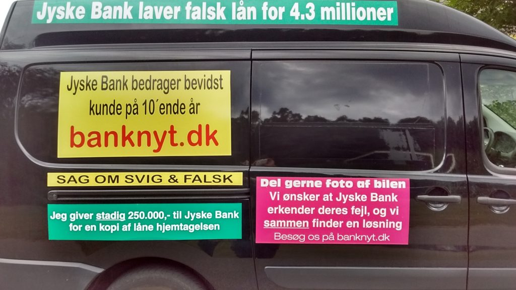 #Press The customer asksing the press, to ask the #Danish #Bank, why they are doing fraud :-) :-) Never seen before That a customer pack cars into giant stickers brands, Call up the bank, just to stop the bank's fraud against customer. To get in touch with the CEO Anders Dam Anders Dam which allows the Chrime, together with management that the bank continue fraud :-) :-) For more than 2 years, at least since May 2016 Have the bank director Anders Christian Dam, the manager Jyske Bank And the board of the same Danish Bank known everything about the scam :-( Fraud against customer. The customer tries to stop the bank CEO Anders Christian Dam But fraud is a good bank business for the Danish bank, as refusing to stop fraud in the 10th year :-) :-) Thinking all employees of the Jyske bank are laughing at the customers Customers who the bank deliberately deceives The Danish Bank of Jutland JYSKE BANK Supported by the bank's employees, Employees who agree with the manager, and group management in the fight against t