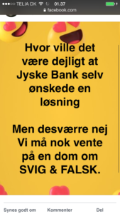 Den Danske Bank JYSKE BANK taget med hånden i #kagedåsen Den Danske Bank JYSKE BANK snød kunde og bedrager kunde for millioner, koncernbestyrelsen, sørgerede / gjorde selv selv alt, for at bedrageriet imod kunden ikke blev opklaret og stoppet, ved at lægge hændring i vejen for opklaring af svindlen Dette skete på trods af bestyrelsens viden om det igangværende bedrageri / svig mod kunden i jysk bank Se mere på www.banknyt.dk Sagen imod jyske bank for bedrageri kan skubbes igang http://tyv.dk/sagen-imod-jyskebank-for-bedrageri-kan-indledes-efter-som-bestyrelsen-ikke-vil-stoppe-med-at-besvige-kunde-her-03-09-2018/ Del 1. http://banknyt.dk/opslag-20-08-2018-fb/ Del 2. http://banknyt.dk/opslag-20-08-2018-facebook-del-2/ - DEN DANSKE BANK, JYSK EBANK UNDERSØGES FOR § 279. For #bedrageri § 280. For #mandatsvig § 281. For #afpresning § 282. For #åger § 283. For #skyldnersvig Kunden er ikke i tivl, bankens ledelse ved DIRIKTØR Anders Dam bevidst og uhæderligt har valgt at fortsætte bedrageri i mod kunde, et bedrag det har forgået siden 2008 / 2009 til mindst 1 septemper 2018 Men jyske bank ønsket ikke dialog, derfor har kunde og den samlede familie skrævet til deres advokat VI ØNSKER EN DOM Med sigte på at jyske bank dømmes for bedrageri, og Jyske Banks koncern bestyrelse gøres personlig ansvarlige for det bedrageri de har kendt til, mindst siden april 2016 og i perioden nægtede at stoppe det - Svig af en vis grovere karakter er kriminaliseret i en række forbrydelser. Den mest almindelige svigsforbrydelse er bedrageri. Svig kan bestå i, at forhold forties at der siges noget urigtigt mod bedre vidende. Flere af Jyske Banks afdelinger, lige som flere personer har været sammen om dette her svig mod bankkunde Kunde tilbyder stadig at gennemgå sagen med jyske bank og deres advokater Lund Elmer Sandager På trods at kunde har taget jyske Banks advokater, og dermed jyske bank for at lyve processuelt for retten :-) Problemet i jyske bank er at bedraget er udført udspekuleret ved hjælp af flere ansatte ansatte i flere afdelinger, men det fortsatte bedraget styres fra bestyrelsen Vestergade i Silkeborg Et #bedrageri som den samlede koncern ledelse ikke tager afstand fra, og derfor støtter bestyrelsen fortsat bedrageri af lille #virksomhed #Bestyrelsen i #jyskebank #SvenBuhrkall #KurtBligaardPedersen #RinaAsmussen #PhilipBaruch #JensBorup #KeldNorup #ChristinaLykkeMunk #JohnnyChristensen #MarianneLillevang #AndersDam #NielsErikJakobsen #PerSkovhus #PeterSchleidt #Nykredit #MetteEgholmNielsen Siger de ikke vil leverer skyts mod #jysk #ebank :-) #Lån #Gratis #Tilbud #Rådgivning #ATP #Pension #Pol #Police #LES #LundElmerSandager #Advokat Lån super billigt, ingen gebyr rente Subperlån, Superlån, supperlån. Billån, boliglån. Opsparing. Pension. - / Advokat advokater, strafferet ren straffe attest, øknomisk kriminalitet, kriminelt, straffeloven - Hvem kender mindst til sagen Lund Elmer Sandager Michael Rasmussen CEO Nykredit Anders Christian Dam CEO jyske bank Advokat Morten Ulrik Gade jyske bank Philip Baruch jyske bank Advokat Philip Baruch Lund Elmer Sandager Advokat Mette Egholm Nielsen Nykredit Inkasso Birgit Bush Thuesen jyske bank - Jyske bank erhverv Hillerød Helsingør Århus Aahus København Silkeborg Valby Østerbro - Nicolai Hansen bankrådgiver jyske bank Line Braad Winding jyske bank Casper Dam Olsen bankrådgiver jyske bank Anette Kirkeby bankrådgiver jyske bank Søren Woergaard rådgiver jyske bank CEO Anders Christian Dam - Danske bank jysk Aktie anbefalinger på jyskebank AKTIEN SÆLG #ATP IMG_3478