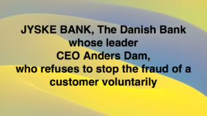 Den Danske Bank JYSKE BANK taget med hånden i #kagedåsen Den Danske Bank JYSKE BANK snød kunde og bedrager kunde for millioner, koncernbestyrelsen, sørgerede / gjorde selv selv alt, for at bedrageriet imod kunden ikke blev opklaret og stoppet, ved at lægge hændring i vejen for opklaring af svindlen Dette skete på trods af bestyrelsens viden om det igangværende bedrageri / svig mod kunden i jysk bank Se mere på www.banknyt.dk Sagen imod jyske bank for bedrageri kan skubbes igang http://tyv.dk/sagen-imod-jyskebank-for-bedrageri-kan-indledes-efter-som-bestyrelsen-ikke-vil-stoppe-med-at-besvige-kunde-her-03-09-2018/ Del 1. http://banknyt.dk/opslag-20-08-2018-fb/ Del 2. http://banknyt.dk/opslag-20-08-2018-facebook-del-2/ - DEN DANSKE BANK, JYSK EBANK UNDERSØGES FOR § 279. For #bedrageri § 280. For #mandatsvig § 281. For #afpresning § 282. For #åger § 283. For #skyldnersvig Kunden er ikke i tivl, bankens ledelse ved DIRIKTØR Anders Dam bevidst og uhæderligt har valgt at fortsætte bedrageri i mod kunde, et bedrag det har forgået siden 2008 / 2009 til mindst 1 septemper 2018 Men jyske bank ønsket ikke dialog, derfor har kunde og den samlede familie skrævet til deres advokat VI ØNSKER EN DOM Med sigte på at jyske bank dømmes for bedrageri, og Jyske Banks koncern bestyrelse gøres personlig ansvarlige for det bedrageri de har kendt til, mindst siden april 2016 og i perioden nægtede at stoppe det - Svig af en vis grovere karakter er kriminaliseret i en række forbrydelser. Den mest almindelige svigsforbrydelse er bedrageri. Svig kan bestå i, at forhold forties at der siges noget urigtigt mod bedre vidende. Flere af Jyske Banks afdelinger, lige som flere personer har været sammen om dette her svig mod bankkunde Kunde tilbyder stadig at gennemgå sagen med jyske bank og deres advokater Lund Elmer Sandager På trods at kunde har taget jyske Banks advokater, og dermed jyske bank for at lyve processuelt for retten :-) Problemet i jyske bank er at bedraget er udført udspekuleret ved hjælp af flere ansatte ansatte i flere afdelinger, men det fortsatte bedraget styres fra bestyrelsen Vestergade i Silkeborg Et #bedrageri som den samlede koncern ledelse ikke tager afstand fra, og derfor støtter bestyrelsen fortsat bedrageri af lille #virksomhed #Bestyrelsen i #jyskebank #SvenBuhrkall #KurtBligaardPedersen #RinaAsmussen #PhilipBaruch #JensBorup #KeldNorup #ChristinaLykkeMunk #JohnnyChristensen #MarianneLillevang #AndersDam #NielsErikJakobsen #PerSkovhus #PeterSchleidt #Nykredit #MetteEgholmNielsen Siger de ikke vil leverer skyts mod #jysk #ebank :-) #Lån #Gratis #Tilbud #Rådgivning #ATP #Pension #Pol #Police #LES #LundElmerSandager #Advokat Lån super billigt, ingen gebyr rente Subperlån, Superlån, supperlån. Billån, boliglån. Opsparing. Pension. - / Advokat advokater, strafferet ren straffe attest, øknomisk kriminalitet, kriminelt, straffeloven - Hvem kender mindst til sagen Lund Elmer Sandager Michael Rasmussen CEO Nykredit Anders Christian Dam CEO jyske bank Advokat Morten Ulrik Gade jyske bank Philip Baruch jyske bank Advokat Philip Baruch Lund Elmer Sandager Advokat Mette Egholm Nielsen Nykredit Inkasso Birgit Bush Thuesen jyske bank - Jyske bank erhverv Hillerød Helsingør Århus Aahus København Silkeborg Valby Østerbro - Nicolai Hansen bankrådgiver jyske bank Line Braad Winding jyske bank Casper Dam Olsen bankrådgiver jyske bank Anette Kirkeby bankrådgiver jyske bank Søren Woergaard rådgiver jyske bank CEO Anders Christian Dam - Danske bank jysk Aktie anbefalinger på jyskebank AKTIEN SÆLG #ATP IMG_3512