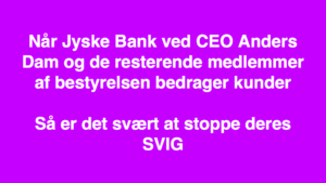 Den Danske Bank JYSKE BANK taget med hånden i #kagedåsen Den Danske Bank JYSKE BANK snød kunde og bedrager kunde for millioner, koncernbestyrelsen, sørgerede / gjorde selv selv alt, for at bedrageriet imod kunden ikke blev opklaret og stoppet, ved at lægge hændring i vejen for opklaring af svindlen Dette skete på trods af bestyrelsens viden om det igangværende bedrageri / svig mod kunden i jysk bank Se mere på www.banknyt.dk Sagen imod jyske bank for bedrageri kan skubbes igang http://tyv.dk/sagen-imod-jyskebank-for-bedrageri-kan-indledes-efter-som-bestyrelsen-ikke-vil-stoppe-med-at-besvige-kunde-her-03-09-2018/ Del 1. http://banknyt.dk/opslag-20-08-2018-fb/ Del 2. http://banknyt.dk/opslag-20-08-2018-facebook-del-2/ - DEN DANSKE BANK, JYSK EBANK UNDERSØGES FOR § 279. For #bedrageri § 280. For #mandatsvig § 281. For #afpresning § 282. For #åger § 283. For #skyldnersvig Kunden er ikke i tivl, bankens ledelse ved DIRIKTØR Anders Dam bevidst og uhæderligt har valgt at fortsætte bedrageri i mod kunde, et bedrag det har forgået siden 2008 / 2009 til mindst 1 septemper 2018 Men jyske bank ønsket ikke dialog, derfor har kunde og den samlede familie skrævet til deres advokat VI ØNSKER EN DOM Med sigte på at jyske bank dømmes for bedrageri, og Jyske Banks koncern bestyrelse gøres personlig ansvarlige for det bedrageri de har kendt til, mindst siden april 2016 og i perioden nægtede at stoppe det - Svig af en vis grovere karakter er kriminaliseret i en række forbrydelser. Den mest almindelige svigsforbrydelse er bedrageri. Svig kan bestå i, at forhold forties at der siges noget urigtigt mod bedre vidende. Flere af Jyske Banks afdelinger, lige som flere personer har været sammen om dette her svig mod bankkunde Kunde tilbyder stadig at gennemgå sagen med jyske bank og deres advokater Lund Elmer Sandager På trods at kunde har taget jyske Banks advokater, og dermed jyske bank for at lyve processuelt for retten :-) Problemet i jyske bank er at bedraget er udført udspekuleret ved hjælp af flere ansatte ansatte i flere afdelinger, men det fortsatte bedraget styres fra bestyrelsen Vestergade i Silkeborg Et #bedrageri som den samlede koncern ledelse ikke tager afstand fra, og derfor støtter bestyrelsen fortsat bedrageri af lille #virksomhed #Bestyrelsen i #jyskebank #SvenBuhrkall #KurtBligaardPedersen #RinaAsmussen #PhilipBaruch #JensBorup #KeldNorup #ChristinaLykkeMunk #JohnnyChristensen #MarianneLillevang #AndersDam #NielsErikJakobsen #PerSkovhus #PeterSchleidt #Nykredit #MetteEgholmNielsen Siger de ikke vil leverer skyts mod #jysk #ebank :-) #Lån #Gratis #Tilbud #Rådgivning #ATP #Pension #Pol #Police #LES #LundElmerSandager #Advokat Lån super billigt, ingen gebyr rente Subperlån, Superlån, supperlån. Billån, boliglån. Opsparing. Pension. - / Advokat advokater, strafferet ren straffe attest, øknomisk kriminalitet, kriminelt, straffeloven - Hvem kender mindst til sagen Lund Elmer Sandager Michael Rasmussen CEO Nykredit Anders Christian Dam CEO jyske bank Advokat Morten Ulrik Gade jyske bank Philip Baruch jyske bank Advokat Philip Baruch Lund Elmer Sandager Advokat Mette Egholm Nielsen Nykredit Inkasso Birgit Bush Thuesen jyske bank - Jyske bank erhverv Hillerød Helsingør Århus Aahus København Silkeborg Valby Østerbro - Nicolai Hansen bankrådgiver jyske bank Line Braad Winding jyske bank Casper Dam Olsen bankrådgiver jyske bank Anette Kirkeby bankrådgiver jyske bank Søren Woergaard rådgiver jyske bank CEO Anders Christian Dam - Danske bank jysk Aktie anbefalinger på jyskebank AKTIEN SÆLG #ATP IMG_3635
