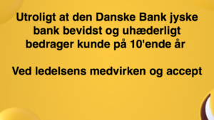 Den Danske Bank JYSKE BANK taget med hånden i #kagedåsen Den Danske Bank JYSKE BANK snød kunde og bedrager kunde for millioner, koncernbestyrelsen, sørgerede / gjorde selv selv alt, for at bedrageriet imod kunden ikke blev opklaret og stoppet, ved at lægge hændring i vejen for opklaring af svindlen Dette skete på trods af bestyrelsens viden om det igangværende bedrageri / svig mod kunden i jysk bank Se mere på www.banknyt.dk Sagen imod jyske bank for bedrageri kan skubbes igang http://tyv.dk/sagen-imod-jyskebank-for-bedrageri-kan-indledes-efter-som-bestyrelsen-ikke-vil-stoppe-med-at-besvige-kunde-her-03-09-2018/ Del 1. http://banknyt.dk/opslag-20-08-2018-fb/ Del 2. http://banknyt.dk/opslag-20-08-2018-facebook-del-2/ - DEN DANSKE BANK, JYSK EBANK UNDERSØGES FOR § 279. For #bedrageri § 280. For #mandatsvig § 281. For #afpresning § 282. For #åger § 283. For #skyldnersvig Kunden er ikke i tivl, bankens ledelse ved DIRIKTØR Anders Dam bevidst og uhæderligt har valgt at fortsætte bedrageri i mod kunde, et bedrag det har forgået siden 2008 / 2009 til mindst 1 septemper 2018 Men jyske bank ønsket ikke dialog, derfor har kunde og den samlede familie skrævet til deres advokat VI ØNSKER EN DOM Med sigte på at jyske bank dømmes for bedrageri, og Jyske Banks koncern bestyrelse gøres personlig ansvarlige for det bedrageri de har kendt til, mindst siden april 2016 og i perioden nægtede at stoppe det - Svig af en vis grovere karakter er kriminaliseret i en række forbrydelser. Den mest almindelige svigsforbrydelse er bedrageri. Svig kan bestå i, at forhold forties at der siges noget urigtigt mod bedre vidende. Flere af Jyske Banks afdelinger, lige som flere personer har været sammen om dette her svig mod bankkunde Kunde tilbyder stadig at gennemgå sagen med jyske bank og deres advokater Lund Elmer Sandager På trods at kunde har taget jyske Banks advokater, og dermed jyske bank for at lyve processuelt for retten :-) Problemet i jyske bank er at bedraget er udført udspekuleret ved hjælp af flere ansatte ansatte i flere afdelinger, men det fortsatte bedraget styres fra bestyrelsen Vestergade i Silkeborg Et #bedrageri som den samlede koncern ledelse ikke tager afstand fra, og derfor støtter bestyrelsen fortsat bedrageri af lille #virksomhed #Bestyrelsen i #jyskebank #SvenBuhrkall #KurtBligaardPedersen #RinaAsmussen #PhilipBaruch #JensBorup #KeldNorup #ChristinaLykkeMunk #JohnnyChristensen #MarianneLillevang #AndersDam #NielsErikJakobsen #PerSkovhus #PeterSchleidt #Nykredit #MetteEgholmNielsen Siger de ikke vil leverer skyts mod #jysk #ebank :-) #Lån #Gratis #Tilbud #Rådgivning #ATP #Pension #Pol #Police #LES #LundElmerSandager #Advokat Lån super billigt, ingen gebyr rente Subperlån, Superlån, supperlån. Billån, boliglån. Opsparing. Pension. - / Advokat advokater, strafferet ren straffe attest, øknomisk kriminalitet, kriminelt, straffeloven - Hvem kender mindst til sagen Lund Elmer Sandager Michael Rasmussen CEO Nykredit Anders Christian Dam CEO jyske bank Advokat Morten Ulrik Gade jyske bank Philip Baruch jyske bank Advokat Philip Baruch Lund Elmer Sandager Advokat Mette Egholm Nielsen Nykredit Inkasso Birgit Bush Thuesen jyske bank - Jyske bank erhverv Hillerød Helsingør Århus Aahus København Silkeborg Valby Østerbro - Nicolai Hansen bankrådgiver jyske bank Line Braad Winding jyske bank Casper Dam Olsen bankrådgiver jyske bank Anette Kirkeby bankrådgiver jyske bank Søren Woergaard rådgiver jyske bank CEO Anders Christian Dam - Danske bank jysk Aktie anbefalinger på jyskebank AKTIEN SÆLG #ATP IMG_3646