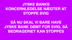 Den Danske Bank JYSKE BANK taget med hånden i #kagedåsen Den Danske Bank JYSKE BANK snød kunde og bedrager kunde for millioner, koncernbestyrelsen, sørgerede / gjorde selv selv alt, for at bedrageriet imod kunden ikke blev opklaret og stoppet, ved at lægge hændring i vejen for opklaring af svindlen Dette skete på trods af bestyrelsens viden om det igangværende bedrageri / svig mod kunden i jysk bank Se mere på www.banknyt.dk Sagen imod jyske bank for bedrageri kan skubbes igang http://tyv.dk/sagen-imod-jyskebank-for-bedrageri-kan-indledes-efter-som-bestyrelsen-ikke-vil-stoppe-med-at-besvige-kunde-her-03-09-2018/ Del 1. http://banknyt.dk/opslag-20-08-2018-fb/ Del 2. http://banknyt.dk/opslag-20-08-2018-facebook-del-2/ - DEN DANSKE BANK, JYSK EBANK UNDERSØGES FOR § 279. For #bedrageri § 280. For #mandatsvig § 281. For #afpresning § 282. For #åger § 283. For #skyldnersvig Kunden er ikke i tivl, bankens ledelse ved DIRIKTØR Anders Dam bevidst og uhæderligt har valgt at fortsætte bedrageri i mod kunde, et bedrag det har forgået siden 2008 / 2009 til mindst 1 septemper 2018 Men jyske bank ønsket ikke dialog, derfor har kunde og den samlede familie skrævet til deres advokat VI ØNSKER EN DOM Med sigte på at jyske bank dømmes for bedrageri, og Jyske Banks koncern bestyrelse gøres personlig ansvarlige for det bedrageri de har kendt til, mindst siden april 2016 og i perioden nægtede at stoppe det - Svig af en vis grovere karakter er kriminaliseret i en række forbrydelser. Den mest almindelige svigsforbrydelse er bedrageri. Svig kan bestå i, at forhold forties at der siges noget urigtigt mod bedre vidende. Flere af Jyske Banks afdelinger, lige som flere personer har været sammen om dette her svig mod bankkunde Kunde tilbyder stadig at gennemgå sagen med jyske bank og deres advokater Lund Elmer Sandager På trods at kunde har taget jyske Banks advokater, og dermed jyske bank for at lyve processuelt for retten :-) Problemet i jyske bank er at bedraget er udført udspekuleret ved hjælp af flere ansatte ansatte i flere afdelinger, men det fortsatte bedraget styres fra bestyrelsen Vestergade i Silkeborg Et #bedrageri som den samlede koncern ledelse ikke tager afstand fra, og derfor støtter bestyrelsen fortsat bedrageri af lille #virksomhed #Bestyrelsen i #jyskebank #SvenBuhrkall #KurtBligaardPedersen #RinaAsmussen #PhilipBaruch #JensBorup #KeldNorup #ChristinaLykkeMunk #JohnnyChristensen #MarianneLillevang #AndersDam #NielsErikJakobsen #PerSkovhus #PeterSchleidt #Nykredit #MetteEgholmNielsen Siger de ikke vil leverer skyts mod #jysk #ebank :-) #Lån #Gratis #Tilbud #Rådgivning #ATP #Pension #Pol #Police #LES #LundElmerSandager #Advokat Lån super billigt, ingen gebyr rente Subperlån, Superlån, supperlån. Billån, boliglån. Opsparing. Pension. - / Advokat advokater, strafferet ren straffe attest, øknomisk kriminalitet, kriminelt, straffeloven - Hvem kender mindst til sagen Lund Elmer Sandager Michael Rasmussen CEO Nykredit Anders Christian Dam CEO jyske bank Advokat Morten Ulrik Gade jyske bank Philip Baruch jyske bank Advokat Philip Baruch Lund Elmer Sandager Advokat Mette Egholm Nielsen Nykredit Inkasso Birgit Bush Thuesen jyske bank - Jyske bank erhverv Hillerød Helsingør Århus Aahus København Silkeborg Valby Østerbro - Nicolai Hansen bankrådgiver jyske bank Line Braad Winding jyske bank Casper Dam Olsen bankrådgiver jyske bank Anette Kirkeby bankrådgiver jyske bank Søren Woergaard rådgiver jyske bank CEO Anders Christian Dam - Danske bank jysk Aktie anbefalinger på jyskebank AKTIEN SÆLG #ATP IMG_3690