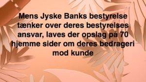 Den Danske Bank JYSKE BANK taget med hånden i #kagedåsen Den Danske Bank JYSKE BANK snød kunde og bedrager kunde for millioner, koncernbestyrelsen, sørgerede / gjorde selv selv alt, for at bedrageriet imod kunden ikke blev opklaret og stoppet, ved at lægge hændring i vejen for opklaring af svindlen Dette skete på trods af bestyrelsens viden om det igangværende bedrageri / svig mod kunden i jysk bank Se mere på www.banknyt.dk Sagen imod jyske bank for bedrageri kan skubbes igang http://tyv.dk/sagen-imod-jyskebank-for-bedrageri-kan-indledes-efter-som-bestyrelsen-ikke-vil-stoppe-med-at-besvige-kunde-her-03-09-2018/ Del 1. http://banknyt.dk/opslag-20-08-2018-fb/ Del 2. http://banknyt.dk/opslag-20-08-2018-facebook-del-2/ - DEN DANSKE BANK, JYSK EBANK UNDERSØGES FOR § 279. For #bedrageri § 280. For #mandatsvig § 281. For #afpresning § 282. For #åger § 283. For #skyldnersvig Kunden er ikke i tivl, bankens ledelse ved DIRIKTØR Anders Dam bevidst og uhæderligt har valgt at fortsætte bedrageri i mod kunde, et bedrag det har forgået siden 2008 / 2009 til mindst 1 septemper 2018 Men jyske bank ønsket ikke dialog, derfor har kunde og den samlede familie skrævet til deres advokat VI ØNSKER EN DOM Med sigte på at jyske bank dømmes for bedrageri, og Jyske Banks koncern bestyrelse gøres personlig ansvarlige for det bedrageri de har kendt til, mindst siden april 2016 og i perioden nægtede at stoppe det - Svig af en vis grovere karakter er kriminaliseret i en række forbrydelser. Den mest almindelige svigsforbrydelse er bedrageri. Svig kan bestå i, at forhold forties at der siges noget urigtigt mod bedre vidende. Flere af Jyske Banks afdelinger, lige som flere personer har været sammen om dette her svig mod bankkunde Kunde tilbyder stadig at gennemgå sagen med jyske bank og deres advokater Lund Elmer Sandager På trods at kunde har taget jyske Banks advokater, og dermed jyske bank for at lyve processuelt for retten :-) Problemet i jyske bank er at bedraget er udført udspekuleret ved hjælp af flere ansatte ansatte i flere afdelinger, men det fortsatte bedraget styres fra bestyrelsen Vestergade i Silkeborg Et #bedrageri som den samlede koncern ledelse ikke tager afstand fra, og derfor støtter bestyrelsen fortsat bedrageri af lille #virksomhed #Bestyrelsen i #jyskebank #SvenBuhrkall #KurtBligaardPedersen #RinaAsmussen #PhilipBaruch #JensBorup #KeldNorup #ChristinaLykkeMunk #JohnnyChristensen #MarianneLillevang #AndersDam #NielsErikJakobsen #PerSkovhus #PeterSchleidt #Nykredit #MetteEgholmNielsen Siger de ikke vil leverer skyts mod #jysk #ebank :-) #Lån #Gratis #Tilbud #Rådgivning #ATP #Pension #Pol #Police #LES #LundElmerSandager #Advokat Lån super billigt, ingen gebyr rente Subperlån, Superlån, supperlån. Billån, boliglån. Opsparing. Pension. - / Advokat advokater, strafferet ren straffe attest, øknomisk kriminalitet, kriminelt, straffeloven - Hvem kender mindst til sagen Lund Elmer Sandager Michael Rasmussen CEO Nykredit Anders Christian Dam CEO jyske bank Advokat Morten Ulrik Gade jyske bank Philip Baruch jyske bank Advokat Philip Baruch Lund Elmer Sandager Advokat Mette Egholm Nielsen Nykredit Inkasso Birgit Bush Thuesen jyske bank - Jyske bank erhverv Hillerød Helsingør Århus Aahus København Silkeborg Valby Østerbro - Nicolai Hansen bankrådgiver jyske bank Line Braad Winding jyske bank Casper Dam Olsen bankrådgiver jyske bank Anette Kirkeby bankrådgiver jyske bank Søren Woergaard rådgiver jyske bank CEO Anders Christian Dam - Danske bank jysk Aktie anbefalinger på jyskebank AKTIEN SÆLG #ATP IMG_3739