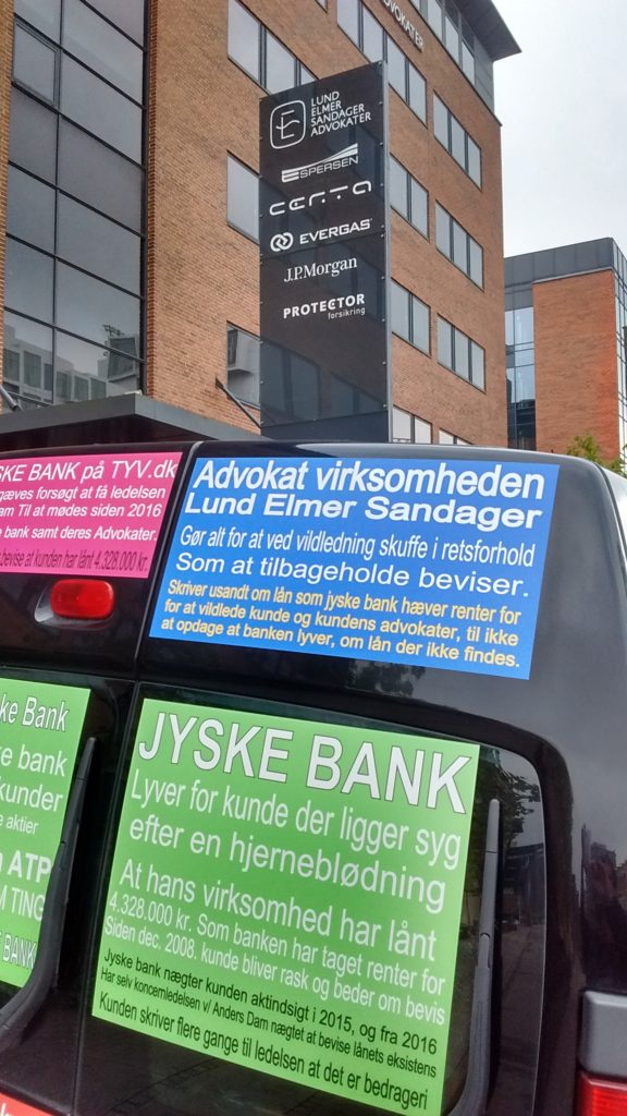 Lær jyskebank at kende Hvem dækker over Jyske Banks fortatte svigforretninger. Bribery at the top of the Danish business seems to have been politically approved. Following Jyske Bank's fraud case. Lundgren's lawyer partner company paid several million Danish kroner, moreover, the same Lundgren's lawyers who would not bring a case against the Danish bank Jyske Bank for fraud. Which Lundgren's lawyer partner company regrettably forgot to submit to the court. That it happened according to Jyske Bank's management, certainly by CEO Anders Dam who is directly contributing to Jyske Bank's continued crimes. When Jyske Bank then chose to give the large law firm Lundgren's lawyers a huge order. It became very clear that the overall board of directors of Jyske Bank continues to expose the customer to very serious fraud transactions. And that Jyske Bank's board of directors is still behind millions of scams and now probably also corruption. All to disappoint in legal matters, and to serve the shareholders in the Danish Bank When neither the Danish state nor the government nor Jyske Bank want to respond to some of my inquiries, which only supports that I write the truth when I use and write phrases such as Jyske Bank are criminals and Jyske Bank is behind fraud and the use of forged documents and that Jyske Bank has bribed Lundgren's lawyers to keep me as a client out of the case against Jyske Bank. .