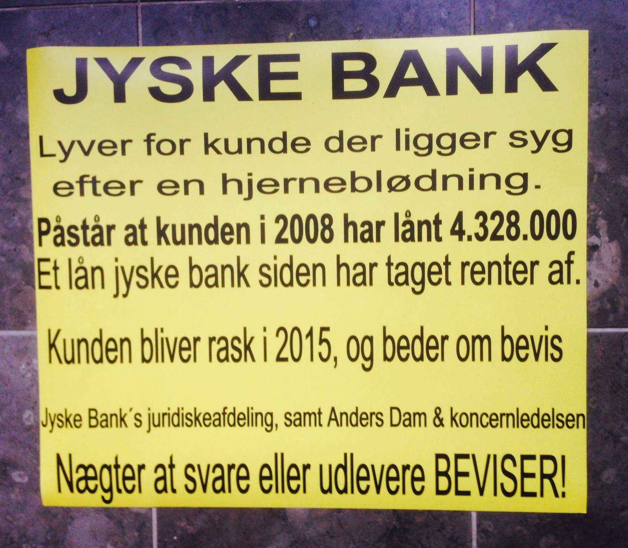 Koncernledelsen i jyske bank står med CEO #bandelederen Anders Christian Dam bag mange års groft bedrageri mod bankkunde i jyske bank Se mere på www.banknyt.dk eller på www.tyv.dk #SvenBuhrkall #KurtBligaardPedersen #RinaAsmussen #PhilipBaruch #JensABorup #KeldNorup #ChristinaLykkeMunk #HaggaiKunisch #MarianneLillevang #Koncerndirektionen #AndersDam #LeifFLarsen #NielsErikJakobsen #PerSkovhus #PeterSchleidt :-) Taler vi om nogle simpel forbrydere der driver en kriminel jysk bank. Det finder vi ud af i Viborg RET Viborg Domstol FØLG SAGEN BS 1-698/2015 Jyske bank har afsluttende svarfrist 19 februar 2019 på den forurettedes bemærkninger, i den for retten 28-12-2018 i sagen fremlagte vidneforklaring. Bilag 100 & 101. Fra 28 december 2018. Læs denne vidneforklaring, og lær den hæderlige og ærlige jyske bank at kende for bankens værdigrundlag. :-) #ATP #PFA #GF vores fælles #værdigrundlag og det gode sammen arbejde med JyskeBank. Husforsikring Bilforsikring Samarbejdspartnere Som finansiel virksomhed følger Jyske Bank en række retningslinjer for "god skik". Som jyske bank ikke behøver at overholde siger bestyrelses medlemmet Philip Baruch :-) Jyske Bank har samarbejdspartnere med det samme værdigrundlag som jyske bank. Danske Selvstændige Ejendomsmæglere #EDC #RealMæglerne #BoligOne #Nellemann Leasing #Pension & #Forsikring AXA Partners #CodanForsikring #GF Forsikring #Letpension #Nærpension #PFA Pension :-) #MortenUlrikGade #PhilipBaruch #LES #KristianAmbjørnBuus-Nielsen #LundElmerSandager #Nykredit #Loan #Fraud #CasperDamOlsen #NicolaiHansen #JeanettKofoed-Hansen #AnetteKirkeby #Bankdirektør #SørenWoergaaed #BirgitBushThuesen #jyskebank #Skatterådgivning #Hvidvask #Hvidvaskning med jysk bank. - Jyske banks fundament er #GRATIS men #LØGNAGTIG & #DÅRLIG #RÅDGIVNING Vi vil også opfordre jyske bank til at overholde bankens fundamentet og vedtægter som § 1. Styk 4. og Styk 5. Kopi herunder. ( altså her underliggende.) :-) Vedtægter § 1 Stk. 1: Bankens navn er Jyske Bank A/S. Stk. 4: Bankens formål er som bank og som moderselskab at drive bankvirksomhed efter lovgivningen Stk. 5: Banken drives i overensstemmelse med redelig forretningsskik, god bankpraksis og bankens værdier og holdninger En bank som da Brask Thomsen ejede Finansbanken før jyske bank overtog Fidusbanken :-)