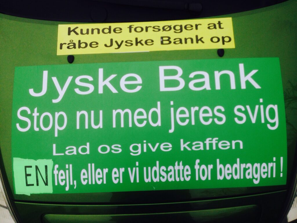 #Press The customer asksing the press, to ask the #Danish #Bank, why they are doing fraud :-) :-) Never seen before That a customer pack cars into giant stickers brands, Call up the bank, just to stop the bank's fraud against customer. To get in touch with the CEO Anders Dam Anders Dam which allows the Chrime, together with management that the bank continue fraud :-) :-) For more than 2 years, at least since May 2016 Have the bank director Anders Christian Dam, the manager Jyske Bank And the board of the same Danish Bank known everything about the scam :-( Fraud against customer. The customer tries to stop the bank CEO Anders Christian Dam But fraud is a good bank business for the Danish bank, as refusing to stop fraud in the 10th year :-) :-) Thinking all employees of the Jyske bank are laughing at the customers Customers who the bank deliberately deceives The Danish Bank of Jutland JYSKE BANK Supported by the bank's employees, Employees who agree with the manager, and group management in the fight against t