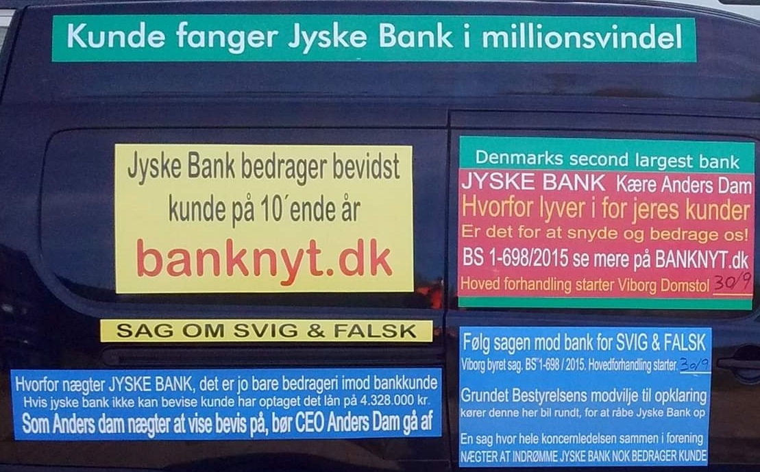 Banks must only think of their financial opportunities to benefit their shareholder, such as ATP / A.P. Møller / pension Denmark Follow the banks trial, a fraud case in Viborg court BS 1-698/2015 First day of trial is 30th of September BS 1-698/2019 :-) When Danish banks will not stop fraud against their customers And the police will not investigate Danish banks that are reported to deceive their customers. :-) Then the bank's customers have to fight harder to stop danish bank fraud.