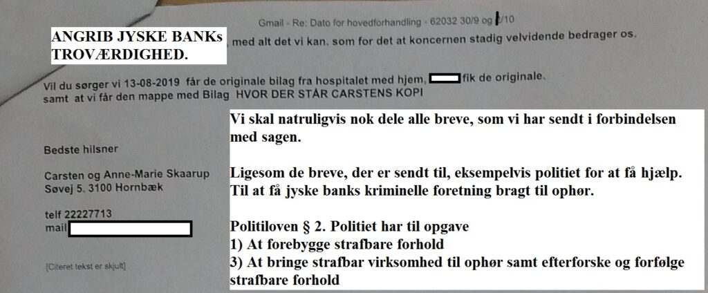When Danish banks deceive their customers. The customer is usually the small one But make no mistake about the size. Customer gives the entire board a slap, in i courtroom 30/9-2019 BS 1-698/2015 / Jyske Bank Board Member Philip Baruch wrote May 31, 2016. That the bank, is informed that the customer has reported JYSKE BANK to the police, for, among other things, fraud And that the group management, took such notice with serenity Meanwhile, the members of the group management, continue to support whether Jyske Bank's continued fraud thus the customer continues to be exposed to the bank's million fraud to this day. A case that is being negotiated on September 30 and October 1, 2019 in the City Court of Viborg. Fra Twitter med link til banknyt dk @Finansmin @Justisdep @Statsmin #Justitsministeriet #Statsministeriet #Finansministeriet #Finanstilsynet #Finance #stokes #banks #dkpol #Banking #NSA #FBI #Denmark #JyskeBank #DanskeBank #Nordea #Rådgivning #Sparnord #Jysk #JyskeBankBoxen