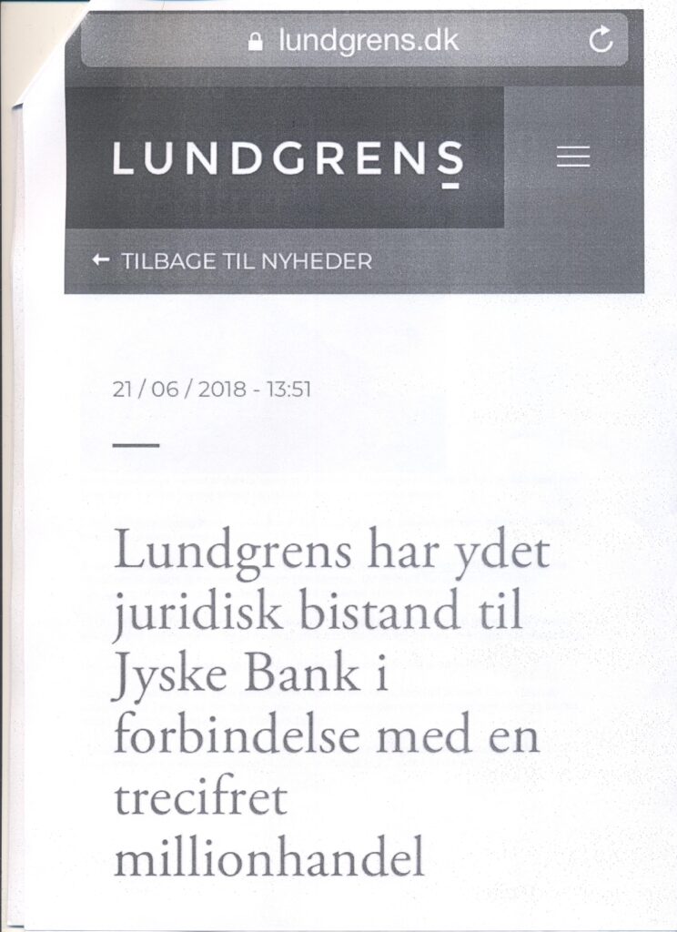 PERSONER SPECIALER KARRIERE OM OS KONTAKT ENGLISH Hvem søger du? SPECIALEOMRÅDE STILLING Skriv navn A ADAM FUSSING CLAUSEN ADVOKAT ALESSANDRO TRAINA ADVOKATDIRECTOR AMALIE BILTOFT LEGAL TRAINEE AMALIE CHRISTEL BJERG NIELSEN SAGSCONTROLLER AMANDA EMILIA KAMPH LEGAL TRAINEE AMANDA GULDAGER CLAUSEN ADVOKATFULDMÆGTIG ANDERS OREBY HANSEN ADVOKAT (L)PARTNER ANDREAS LYSKJÆR TOLMAN LEGAL TRAINEE ANN FRØLUND WINTHER ADVOKATDIRECTOR ANNA FJORDSIDE ADVOKAT BARSEL ANNE HANSEN-NORD ADVOKAT ANNE LYSEMOSE ADVOKAT BARSEL ANNE MARIE ABRAHAMSON ADVOKATPARTNER ANNE METTE SLOTH BERNER HEAD OF TRADEMARK PROSECUTIONEUROPEAN TRADEMARK & DESIGN ATTORNEY ANNE SOFIE JACOBS ADVOKAT ANNE VALLØ HANSEN TEAM ASSISTENT B BENEDICTE RØNBØG SECHER LEGAL TRAINEE BENJAMIN THIDEMANN ADVOKAT BETTINA HASSING HR CHEF BIRGITTE MILLER BRINCK EUROPEAN TRADEMARK & DESIGN ATTORNEY BUSAKORN SUKSAMRAN LINDE ØKONOMIMEDARBEJDER C CAMILLA BACH SCHOU STUB ADVOKATFULDMÆGTIG CAMILLA HEISEL TEAM ASSISTENT CARL JOHAN BJÆRGE ABRAHAMSON SUPPORTER CAROLINE BILLESØ PRIEMÉ SUPPORTER CECILIE GYRSTING ADVOKATFULDMÆGTIG CHARLOTTE KJELDSEN RECEPTIONIST CHARLOTTE LARSEN TEAM ASSISTENT PORTRÆT UNDERVEJS CHRISTIAN BREDTOFT GULDMANN ADVOKAT (L)PARTNER CHRISTIAN SCHERFIG ADVOKATPARTNER CHRISTINA BUHL NIELSEN ADVOKAT CHRISTOPHER HJULSAGER ADVOKATFULDMÆGTIG D DAN TERKILDSEN ADVOKATPARTNER DANIEL SCHIØTTE PETTERSSON LEGAL TRAINEE DITTE OPSTRUP ANDERSEN MARKETING MANAGER DORTE FRANDSEN TEAM ASSISTENT E ELISABETH EIBERG TEAM ASSISTENT ELISABETH THAL JANTZEN LEGAL TRAINEE EMIL HALD WINSTRØM ADVOKATFULDMÆGTIG EMILIE LERSTRØM ADVOKAT F FRANK TVEDE ØKONOMIMEDARBEJDER FREDERIK HASENBERG SUPPORTER FREDERIK HOLMSTED JENSEN LEGAL TRAINEE FREDERIKKE LINDBO HENNINGS ADVOKAT BARSEL H HANNAH DEHN-RASMUSSEN ADVOKATFULDMÆGTIG HANS HOLTEN INGERSLEV LEGAL TRAINEE PORTRÆT UNDERVEJS HEIDI THANNING RINGSTRØM SAGSCONTROLLER HELENA LYBÆK GUÐMUNDSDÓTTIR LEAD ADVISORPH.D. HELLE GROTHE NIELSEN BOBEHANDLERTEAM ASSISTENT I IDA JOHANNE DORÉ PAGH LEGAL TRAINEE IDA SIMONE SARBORG-PEDERSEN ADVOKATFULDMÆGTIG J JACOB HENRIKSEN IT STUDENT JACOB SKOVGAARD KRISTENSEN ADVOKATFULDMÆGTIG JAKOB SCHILDER-KNUDSEN ADVOKATPARTNER JAKOB SKOV BUNDGAARD ADVOKATFULDMÆGTIG JENS GRUNNET-NILSSON LEGAL TRAINEE JESPER CARØE PETERSEN SAGSCONTROLLER JESPER HJETTING ADVOKAT (H)DIRECTOR JESPER LUNDGREN ADVOKATOF COUNSEL JOAKIM WISCHMANN ADVOKAT JOHAN FREDERIK EHRENREICH ADVOKATFULDMÆGTIG JONAS ADSBØLL LEGAL TRAINEE PORTRÆT UNDERVEJS JONAS LYKKE HARTVIG NIELSEN ADVOKAT JULIE CATHRIN ROVSING ADVOKAT K KARIN KLINT HENRIKSEN ØKONOMICHEF KAROLINE STAMPE ERIKSEN SAGSCONTROLLER KIA ELISABETH GLAD ØKONOMIMEDARBEJDER KIRSTEN SEEBERG HR KONSULENT KLARA WINTHER KISELBERG LEGAL TRAINEE KRISTIAN GUSTAV ANDERSSON ADVOKATPARTNER KRISTIAN HØJBJERG JØRGENSEN SUPPORTER L LARS JAPP HASLUND DIRECTORHEAD OF DATA PROTECTION LARS KJÆR ADVOKATPARTNER LARS KROG ADVOKATDIRECTOR LARS PETERSEN ADVOKAT (H)OF COUNSEL LAURA HYANG KROER MADSEN ADVOKAT LENE WINTHER JENSEN RECEPTIONIST LINDA ZÜREK SAGSCONTROLLER LINE STOUGAARD ESKILDSEN ADVOKAT BARSEL LOUISE CECILIE MUNCK COMPLIANCE CONTROLLER M MADDALENA VOSS ADVOKATFULDMÆGTIG MAGNUS MØRCH TUXEN ADVOKATFULDMÆGTIG MAJA ILSØ LEGAL TRAINEE MAJSE JARLOV ADVOKAT MALENE OVERGAARD ADVOKATDIRECTOR MARCUS NIMMO ALLERUP BOGH LEGAL TRAINEE MARIA GISELA BRAMMER LEGAL TRAINEE MARIA WESSEL LINDBERG ADVOKATFULDMÆGTIG MARIE LOUISE AAGAARD ADVOKATDIRECTOR MARIE VON SICHLAU ADVOKATFULDMÆGTIG MARIO FERNANDEZ ADVOKATDIRECTORHEAD OF INDIRECT TAXES MARTIN AAGREN NIELSEN ADVOKAT (L) MARTIN BALSLEV ADVOKATFULDMÆGTIG MARTIN KIRKEGAARD DIREKTØR/CHIEF OPERATING OFFICER MATHIAS BELL WILLUMSEN ADVOKAT METTE MARIE NIELSEN ADVOKATFULDMÆGTIG METTE-MARIE VENDELBO HAMANN LEGAL TRAINEE MICHAEL ALSTRØM ADVOKAT (H)FORMAND FOR BESTYRELSENPARTNER MICHAEL AMSTRUP ADVOKAT (H)PARTNER MICHAEL GAARMANN ADVOKATPARTNER MICHALA RING GALE ADVOKAT MICKA SINETTE M. THORSEN TEAM ASSISTENT MORTEN ROSENMEJER ADVOKAT (L)PARTNER N NADIA AZAQUOUN ADVOKATFULDMÆGTIG NADIA BRANDT EXECUTIVE ASSISTANT NANNA MUNK WARMDAHL LEGAL TRAINEE NICOLAI B. SØRENSEN ADVOKAT (H)PARTNER NICOLAI THORNINGER ADVOKAT (L) NICOLE SOWE ADVOKATFULDMÆGTIG BARSEL NIELS GRAM-HANSSEN ADVOKATPARTNER NIELS WIVE KJÆRGAARD ADVOKAT (H)PARTNER NIKOLAJ BRANDT CLAUSEN IT CHEF NINA LUND-ANDERSEN ADVOKATFULDMÆGTIG NINA RINGEN ADVOKATPARTNER O OLIVIA SACEANU LEGAL TRAINEE P PEDRAM MOGHADDAM ADVOKATPARTNER PERNILLE HELLESØE TEAM ASSISTENT PETER ABILDGAARD ADVOKATFULDMÆGTIG PETER BRUUN NIKOLAJSEN ADVOKAT (L)PARTNER PETER CLEMMEN CHRISTENSEN ADVOKAT (H)PARTNER PETER MOLLERUP ADVOKAT (L)PARTNER PIA LYKKE MATHIASEN ADVOKATDIRECTOR R RASMUS REICHSTEIN ADVOKATFULDMÆGTIG RASMUS STUB ADVOKAT RASMUS VANG ADVOKAT (H)DIRECTOR REGITZE RUHOFF SUPPORTER RIKKE TOFT GRABSKI IT STUDENT S SARA KIRSTINE KLOUGART ADVOKAT SEBASTIAN DYHR RASMUSSEN LEGAL TRAINEE SEBASTIAN LYSHOLM NIELSEN ADVOKATDIRECTOR SIMONE EMILIE VIUF CHRISTIANSEN ADVOKATFULDMÆGTIG SISSEL BAY FRANDSEN TEAM ASSISTENT SOPHIA PATRICIA STRØMQVIST HR ASSISTENT STINE BERNT STRYHN ADVOKATDIRECTOR SØREN DANELUND REIPURTH ADVOKAT (L)DIRECTOR SØREN HILBERT ADVOKAT (L)PARTNER T THOMAS KRÆMER ADVOKATPARTNER THOMAS STAMPE ADVOKAT (H)PARTNER THOMAS SVENNINGSEN LEGAL TRAINEE THORSTEIN BOSERUP LEGAL TRAINEE TOBIAS VIETH ADVOKATPARTNER U URSULA IZZARD LEGAL TRAINEE V VIBE TOFTUM LEGAL TRAINEE Y YVONNE EJLERSEN TEAM ASSISTENT Samme rådgiver er altid med dig, når du arbejder med Lundgrens ADVOKATPARTNERSELSKAB TUBORG BOULEVARD 12 DK-2900 HELLERUP ÅBNINGSTIDER, ALLE HVERDAGE: 8.00-17.00 E-MAIL INFO@LUNDGRENS.DK LINKEDIN GÅ TIL LINKEDIN FACEBOOK GÅ TIL FACEBOOK TELEFON +45 3525 2535 CVR NR 36 44 20 42