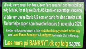 Når du ikke kan stole på danske banker. / Hvem er den bedste Bank. Hvem er den billigste Bank. Hvem er den dyreste Bank. Hvem er den dårligste Bank. Hvem er den ærligste Bank. Hvem er den mest troværdige Bank. Hvem er den mest hæderlige Bank. Koncernledelse, Koncernbestyrelsen Kurt Bligaard Pedersen, Keld Norup, Rina Asmussen, Anker Laden-Andersen, Per Schnack Bente Overgaard, Christina Lykke Munk, Johnny Christensen, Marianne Lillevang, Koncerndirektionen Anders Dam, Niels Erik Jakobsen, Per Skovhus Peter Schleidt , Koncernbestyrelsen. Kan du stole på alle danske advokater ?. NEJ. Lund Elmer Sandager advokater ved Kristian Ambjørn Buus Nielsen og Philip Baruch har hjulpet Jyske Bank med at kunne fortsætte bankens svigforetninger. Lund Elmer Sandager advokater har gentagne gange løjet overfor domstolen, når Philip Baruch fremlægde falske oplysninger i retsforhold. Lundgrens advokater valgte at modtage bestikkelse, skjult som returkommission, mod at tilbageholde klientens påstande mod Jyske Bank koncernen for svig og falsk for retten, Dan Terkildsen tavs
