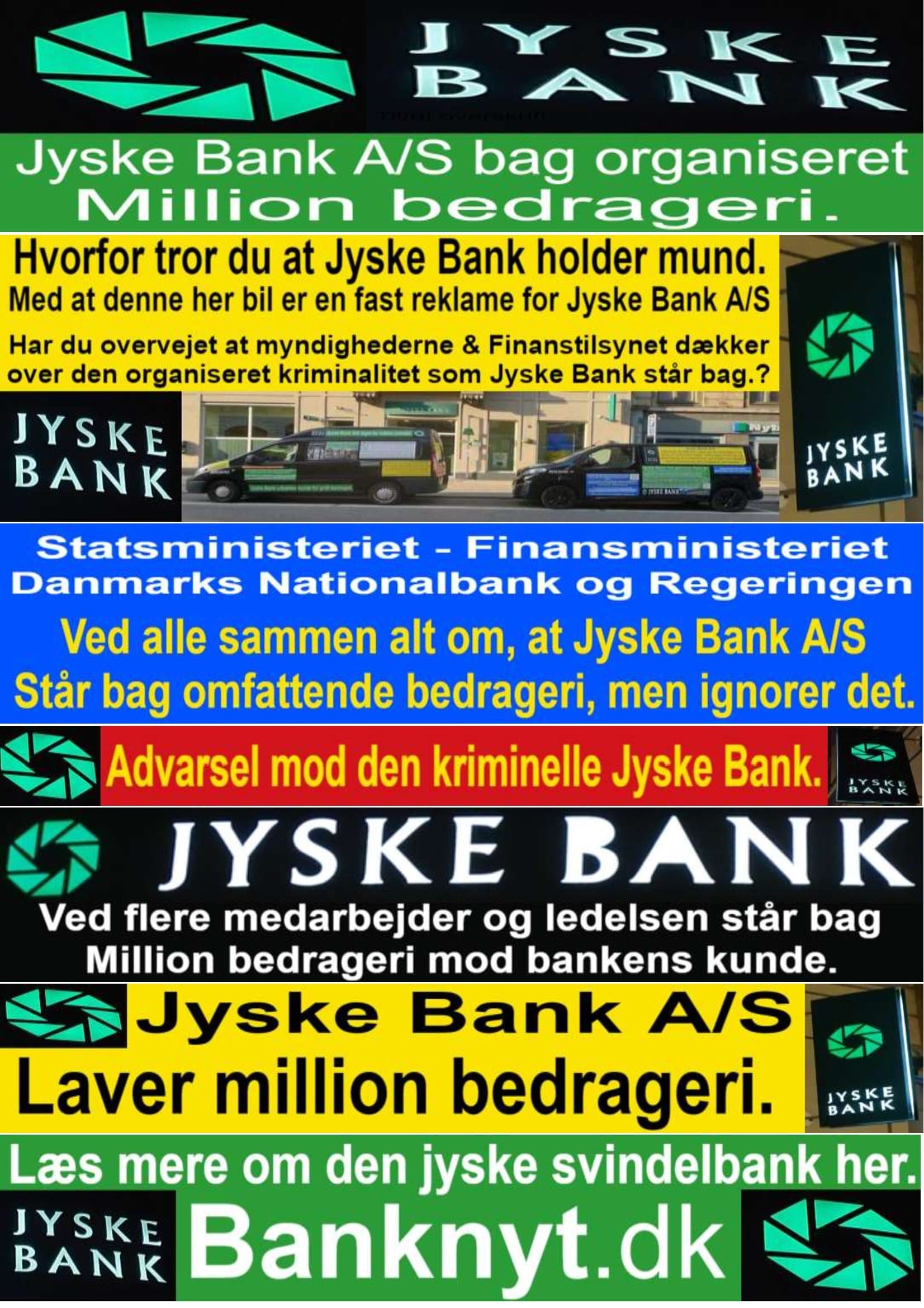 Little Dane offers criminal Danish bank employees up to 40,000 + 10 % Danish kroner, corresponding to 5,377 € / EUR. or 5,660 US dollars. Joust to disprove what the customer in the criminal Jyske Bank writes on www.banknyt.dk Joust to disprove what the customer in the criminal Jyske Bank writes on www.banknyt.dk The Danish police forces and authorities can also participate, and should participate in washing Jyske Bank’s facade clean, as corruption / comrades have given Jyske Bank a black view. This is a direct provocation to Jyske Bank answer, and take a conversation about the bank’s future, regardless of whether the Danish state and government cover Jyske Bank’s offenses, then Jyske Bank has a credibility problem.