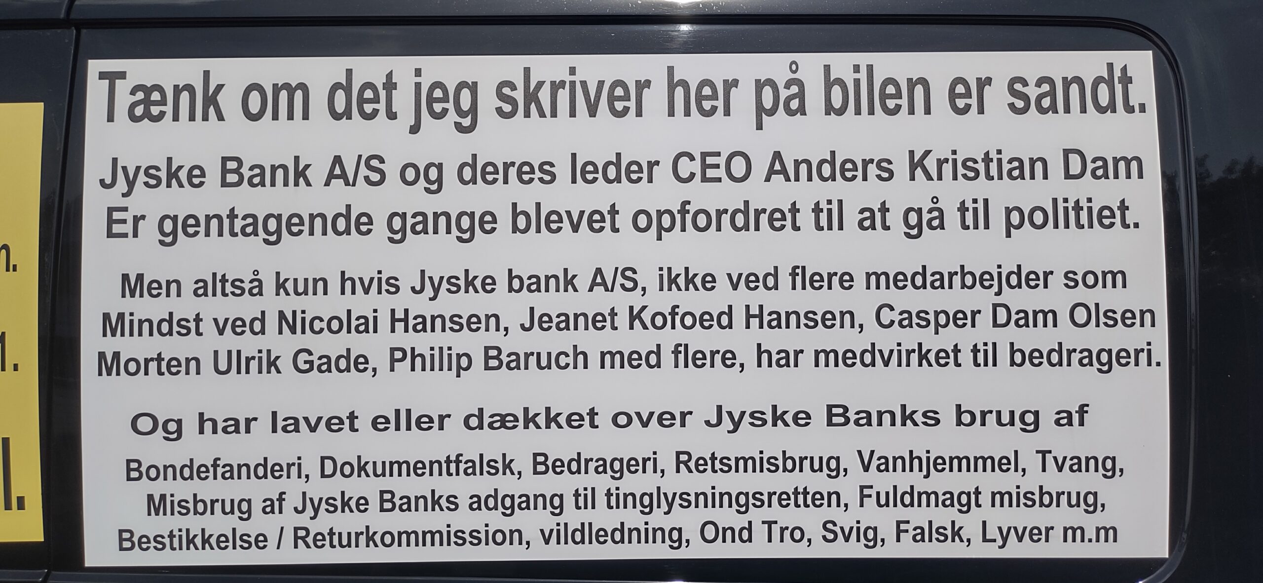 Denmark has a major problem with legal certainty, as employees of the National Courts Administration knowingly and dishonestly, and by camaraderie, cover up economic crime, including corruption, which some of the largest Danish companies, including Jyske Bank A/S, are behind.