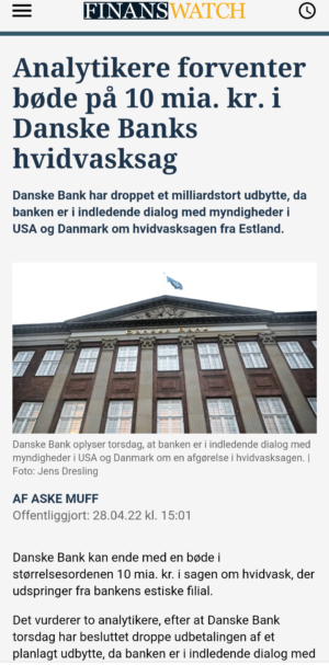 You probably ask yourself , why the Danish state by the authorities, all covers the Danish banks’ crime. The reason is quite simple, because in 2013 the politicians at Christiansborg, and with the Ministry of Business and Growth, decided that, among other things, Jyske Bank should not go bankrupt. And If the Jyske bank is responsible, for the Jyske bank’s fraud and false crimes, and the bank’s many others criminal acts. The Financial Supervisory Authority will be forced to revoke Jyske Bank’s license to conduct banking business in Denmark. Which is why the Danish bank Jyske Bank is highly likely go bankrupt. And therefore the Danish state, through the authorities, therefore still cover the crime, that Jyske Bank actively had exposed their customers to. The criminal Jyske bank, and of course through the management of Jyske Bank by CEO Anders Dam, covers well that the Danish state and also the Danish Financial Supervisory Authority will continue to cover the largest criminal Danish banks. The management know for sure, that the Danish state covers the crime of the Danish banks, which Jyske Bank exploits