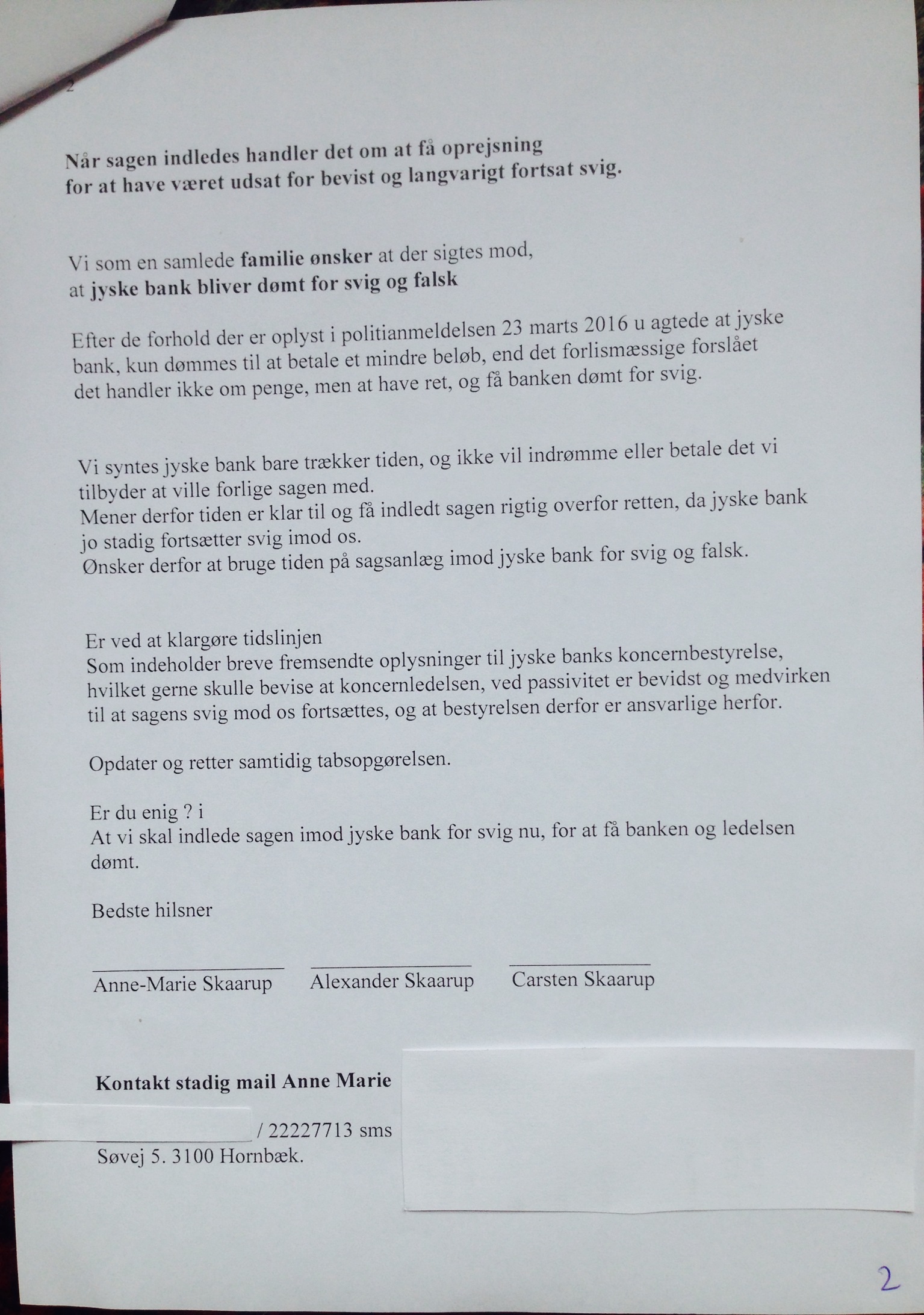 Jyske bank er dybt kriminel, når bankens ledelse står bag bedrageri imod bankens små kunder, som her i sagen BS 1-698 nyt nr. BS 402/2015-VIB og ATP fonden er velvidende om at selve bestyrelsen står bag koncernens fortsatte millionsvindel mod bankens kunde, hvilket får ATP til at have støre tillid til Danske svindel banker. ATP OPLYSER AT ATP ER LIGEGLADE MED OPLYSNINGER OG BEVISER, AT JYSKE BANK KONCERNEN STÅR BAG MILLION BEDRAGERI, JYSKE BANK ER EN FORETNING SOM ATP GERNE SÆTTER DINE OPSPARET PENGE I "DINE ATP PENSION SÆTTES I KRIMINELLE BANKER SOM HER JYSKE BANK" For at du kan få et bedre afkast på din tillægspension i ATP. ATP bekymrer sig ikke om hvordan jyske bank driver bankvirksomhed. :-( Anders Dam jyske bank, lader bedrageri med falsk lån fortsætte, efter han fik det oplyst, jyske bank ønsker ikke dialog, Philip Baruch bestyrelsen svare for Anders Dam, og frabeder sig henvendelser Jyske Bank stjæler af kundes kundes penge, betroet midler for falske lån og sikkerhed Jyske Bank nægter at svare, og skriver banken er hæderlige og ærlige. Retsag mod jyske bank handler om bankens troværdig Simpelt Tyveri og Bedrageri, Dokdomentfslsk. Hvem KA jyske bank uden fornuft 40 Spørgsmål jyske bank ikke vil svare på I fik 1 år at svare på om det lån i Nykredit på 4.328.000 kr. er falsk eller sandt. Det er falsk dokumentfalsk, Nykredit bekræfter -- 1. Hvordan kan jyske bank lave 2 byggekreditter, til 2 forskellige virksomheder, (2 cvr nummer). Både samtidige og overlappende altså på samme kontonummer. ?. Er det ikke det samme som at sætte den samme nummerplade på 2 forskellige biler Samtidigt :-) ? Hvordan ved man hvilket cvr. Som betaler når der er 2 virksomheder på ? — 2. Hvordan kan et swap bilag, blive væk. ? Altså den swap aftale, som kun er indgået, under forudsætning hvis man hjemtager det underlægende lånetilbud ? Det er her vist bare 2 bilag, som er blevet væk, for jyske bank. :-) En aftale og at aftalen lukkes. Og måske er andre bilag også blevet væk, hvis de findes :-) -- 3. Selve forudsætning for swap aftalen. Var både forkert og mangelfuld, og havde kun et formål. At jyske bank, måske bevist har fortiet og tilbageholdt flere oplysninger, over for deres kunde, forud for en swap aftale, har du vores ord på. Jyske bank syntes tilsyndeladende ikke at huske, hvad banken oplyste i deres swap anbefalinger, og benægter derfor at have tilbage holdt oplysninger. Desvære har vi ikke optagelser af disse samtaler. Vi kommer ind på hvad jyske bank faktisk oplyste og svarede. Vi viste på daværende tidspunkt desvære ikke, at jyske bank efterfølgende ville benægte. Og at det derfor var nødvendigt at optage samtaler i jyske bank. Efterfølgende har vi dog fundet flere beviser, på at jyske bank har løjet for os i gennem de sidste 8 år. Vi kan og vil bevise, dokumentere løgne fra jyske bank. -- 4. Hvordan kan et swap bilag, blive væk. ? Altså en swap aftale der bliver lukket. og derefter forsvinde, for jyske bank ? Det er vist her bare de 2 bilag der er blevet væk, for jyske bank. :-) (Det ene bilag finder jyske bank dog igen 7 år efter) :-) -- 5. Hvorfor er de 2 bilag, ikke medtaget på årsopgørelsen, for det år hvor aftalen laves og lukkes. Der findes på årsopgørelsen kun den swap jyske bank egenhændigt har lavet. Det ene af de forsvundet bilag, er heldigvis efterfølgende dukket op igen, i en mail fremsendt fra et bestyrelsesmedlem. Men det er ikke på års opgørelsen ? :-) — 6. Hvordan kan jyske bank, egenhændigt lave en ny swap aftale, uden at tale med deres kunde først ?. :-) Og derefter indsætte deres nye swap bilag, i stedet for det swap bilag der i første omgang forsvandt :-). fra jyske bank. Heldigvis dukkede det forsvundet bilag op igen, i et fremsendt svar fra jyske bank sep. 2015 Da en af jyske banks bestyrelsesmedlemmer og advokat, var så venlig og sender en kopi til retten i Viborg, i den anlagte sag mod jyske bank. :-) Og at jyske bank derefter februar 2015 på spørgsmål, oplyser at de kun har ombytte de 2 bilag. Her er tale om et bilag / en swap aftale, som kunden ikke har anmodet jyske bank om at lave, eller indsætte til et lånetilbud. Findes der en mundtlig eller en skriftlig godkendelse af den aftale / bilag om det :-) Vi efterlyser bevis. — 7. Hvordan kan jyske bank lade en ikke eksisterende gæld tinglyse. Altså lade et lånetilbud tinglyse som det var hvemtaget når lånet ikke er hjemtaget, eller overhoved findes hjemtaget og udbetalt :-) En kopi af hjemtagetelses anmodning med min underskrift og kopi af udbetalingen, er blevet efterlyst. — 8. Hvilket bilag er brugt over for tinglysningsretten, for at kunne tinglyse lånet, der aldrig er blevet hjemtaget. — 9. Hvordan kan jyske bank hæve af betroede midler, til tinglysning af et lån i Nykredit, som ikke findes. først efter selv at blive stævnet indrømmer Nykredit, at de intet kender til lånet.? Lånet som jyske bank nægter at bevise hjemtaget og udbetalt. -- 10. Hvordan kan jyske bank hæve af betroede midler, for låne sagsomkostninger til Nykredit Som Nykredit efter selv at være stævnet, indrømmer at de intet kender til. Lånet som jyske bank hæver lånesags omkostninger for at formidle. Og som jyske bank nægter at bevise findes, som hjemtaget og udbetalt. — 11. Hvordan kan jysk bank hæve af betroet midler, til gebyr for at lave sikkerhed over for Nykredit på et lån der ikke findes.? — 12. Hvordan kan jyske bank kræve en grund tvangssolgt, når banken ved de ikke selv har første ret til provenuet. min ejendomsret er blevet krænket. — 13. Hvordan kan jyske bank forsvare at banken kræver et påstået underliggende lån til en swap (der der ikke er godkendt) afdrage ekstraordinært, og samtidig selv hæve renter af provenuet frem til 2028. er det ikke bedrageri. ? — 14. Hvordan kan jyske bank nægte at have krævet et tvangssalg, når banken udmærket ved, at det alene var et krav fra jyske bank. — 15. Hvordan kan jyske bank forklarer at deres advokat og bestyrelse efter nok 20 breve, alle med samme meget klare og tydelige spørgsmål, vælger at svare direkte forkert på spørgsmål, om et lån var hjemtaget og blevet udbetalt mm.? altså forsøge at vildlede. — 16. Hvorfor lyver jyske bank, over for sin kunde, skriver direkte usandt i mail om at et lån findes, selv om banken ved det er usandt. — 17. Hvorfor lyver jyske bank, når de skriver i mail at jeg har lavet lånet om, igen når banken ved det aldrig har været hjemtaget, så kan det heller ikke omlægges. ? — 18. Hvorfor vil jyske bank ikke svare deres kunder, som stiller spørgsmål, om et lån kunden ved ikke har hjemtaget. Det er vel banken, jyske bank som skal bevise, at kunden har hjemtaget, et lån i Nykredit. Selv om Nykredit bekræfter at de intet kender til det påstået lån ? — 19. Hvorfor nægter jyske bank at modtage provenuet, efter jyske Banks krævede tvangs salg af grunden — 20. Hvorfor nægter jyske bank at lave deponeringskonto. Kort sagt hvorfor nægter jyske bank, alt til at jyske bank skulle være involveret i kravet, om tvangssalget, når jyske bank ikke kan være i tvivl om hvad banken laver. 3 år skulle der gå, før jyske bank ville medvirke til at afslutte handlen, og nyt tab kunne konstateres, se bilag — 21. Hvorfor godkender jyske bank et byggebudget, som jyske bank ved ikke stemmer, Jyske bank’s mand siger flere gange,om jeg har husket alt, (der er glemt provisioner renter mm) Skulle banken ikke kunne se det ? Jyske Bank siger så sender i budgettet til godkendelse i Nykredit, og i dag ved jeg det er alene jyske bank der godkendte det. Dette oplyste Nykredit oplyste på møde i forbindelse med de selv blev stævnet. — 22. Hvorfor ville jyske Bank ikke hjælpe, at finde ud af hvem som indsatte kr. 1.000.000 kr ( 1 million.) på min konto, selv om jyske bank godt viste svaret. Det kunne være en fejl eller hvidvaskning. ? — 23. Hvorfor oplyser jyske bank at man skal skynde sig at få og hjemtage et lån, da man ellers nok ikke kan låne hele beløbet. ? Jyske bank har selv godkendt budgettet og lånet over for Nykredit, som efterfølgende ikke vil godkende lånebeløbet og kræver det nedbragt med 800.000 kr Kan også hænge sammen med at der er en Swap som ikke skulle betyde noget, bidraget stiger således fra 0,8 % til 3 % Dette har Nykredit bekræftet telefonisk er grundet swappen, men afviser efterfølgende på mail at skulle have bekræftet dette. (Klog af skade, så det findes en optagelse der bekræfter.) En Swap jyske bank ikke oplyser Nykredit noget om, som at jyske bank ønsker denne Swap med på et lån. (Nu er denne Swap dog kun lavet og indsat af jyske bank, uden anmodning eller godkendelse.) - 24. Er det rigtigt at jyske bank efter at først have godkendt et bygge projekt med lån på 4.300.000 kr. overfor nykredit, under betingelser som er overholdt. Derefter ved færdiggørelsen, får oplyst at der kun kan lånes 3.500.000 kr. Og det af jyske Bank, hjemtaget lån i Nykredit nu skal nedbringes med 800.000 kr. Grundet Nykredit efter at have set ejendommen og opdaget der er en Swap registeret ikke vil godkende det lån som jyske bank godkendte. ? - 25. Er det rigtigt at jyske bank, nu har bragt deres kunde ud i at måtte låne de penge i jyske bank som lånet skulle nedbringes med Og til en rente på 9,25 % - 26. Er det rigtigt at jyske bank efterfølgende krævede salgsfuldmagt til at kunne sælge den nybyggede ejendom. ? - 27. Er det rigtigt at jyske bank efterfølgende krævede salgsfuldmagt til at kunne sælge den låntagers private ejendom. ? - 28. Er det rigtigt at jyske bank spærrede deres kundes kontoer for at afkræve underskrifter på disse salgs fuldmagter, Samt for at få deres kunde, til at indgå afdrags aftaler med banken, som kunden meget nemt kunne risikere ikke at kunne overholde. Aftaler som udspringer sig af swappen og det underlægende lån :-) - 29. Er det rigtigt at jyske bank spændte deres kunde så hårdt. Har jyske bank spekuleret i at kunden ikke måtte have mulighed for at indbringe sagen for retten, hvorfor det har været jyske Banks ønske at stække kunden ØKNOMISK Således at kunden med stor sandsynlighed, ikke kunne finde penge til at hyrer en advokat. Så frem kunden nu ville fortsætte den sag, der allerede var indbragt for penge instituttets ankenævn. - 30. Er det rigtigt at jyske bank efterfølgende, ville have pant i alle virksomhedens anparter, således banken fik fuld kontrol. Hvilket 100 % ville have ført til konkurs, såfremt det var lykkes banken, at få en underskrift. - 31. Er det rigtigt at kunden ikke kunne betale andre kreditorer, da jyske bank forfordelte sig selv, ved at sikker sig pant i alt. Og at kunden derved mistede et 25 årig gammel virksomhed, og tabte aktie kapitalen. Se mere på private FB profil -Banknyt dk Mvh Carsten