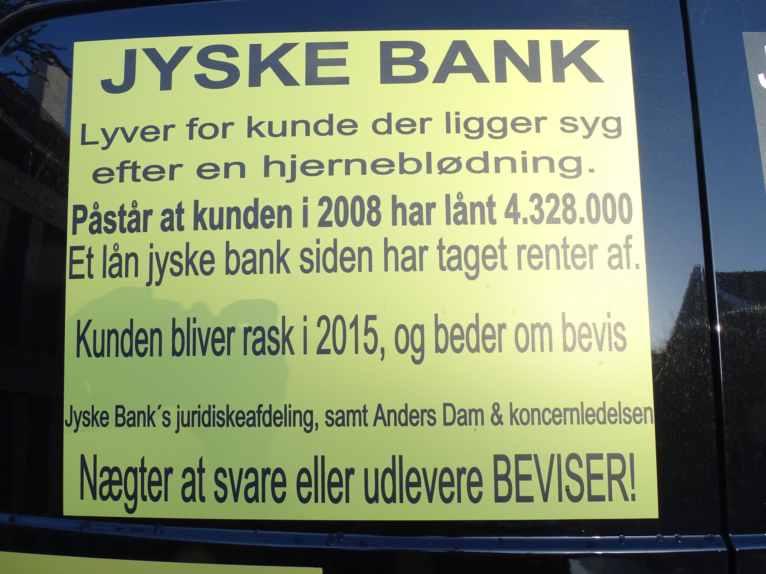 My story is about Jyske Bank's association's methods, Jyske Bank's values, Jyske Bank's morals, Jyske Bank's decency. And then you can also ask yourself, why no one rules my postings and campaigns and warnings, against doing business with either Denmark's second largest bank the criminals Jyske Bank or the corrupt lawyers from Lundgren's law partner company. Would you yourself work for a criminal organization, as I have presented evidence that Jyske Bank is, the employees of Jyske Bank can say no if they do not want to be employed in a bank that, like Jyske Bank, commits extensive crime. Have you been employed or are employed by Jyske Bank and are aware of the extensive financial crime such as Jyske Bank exposing customers to organized fraud. I would like to encourage you to share your experiences with me Carsten Storbjerg Skaarup by email banknyt@gmail.com Will you be anonymous so this is respected.